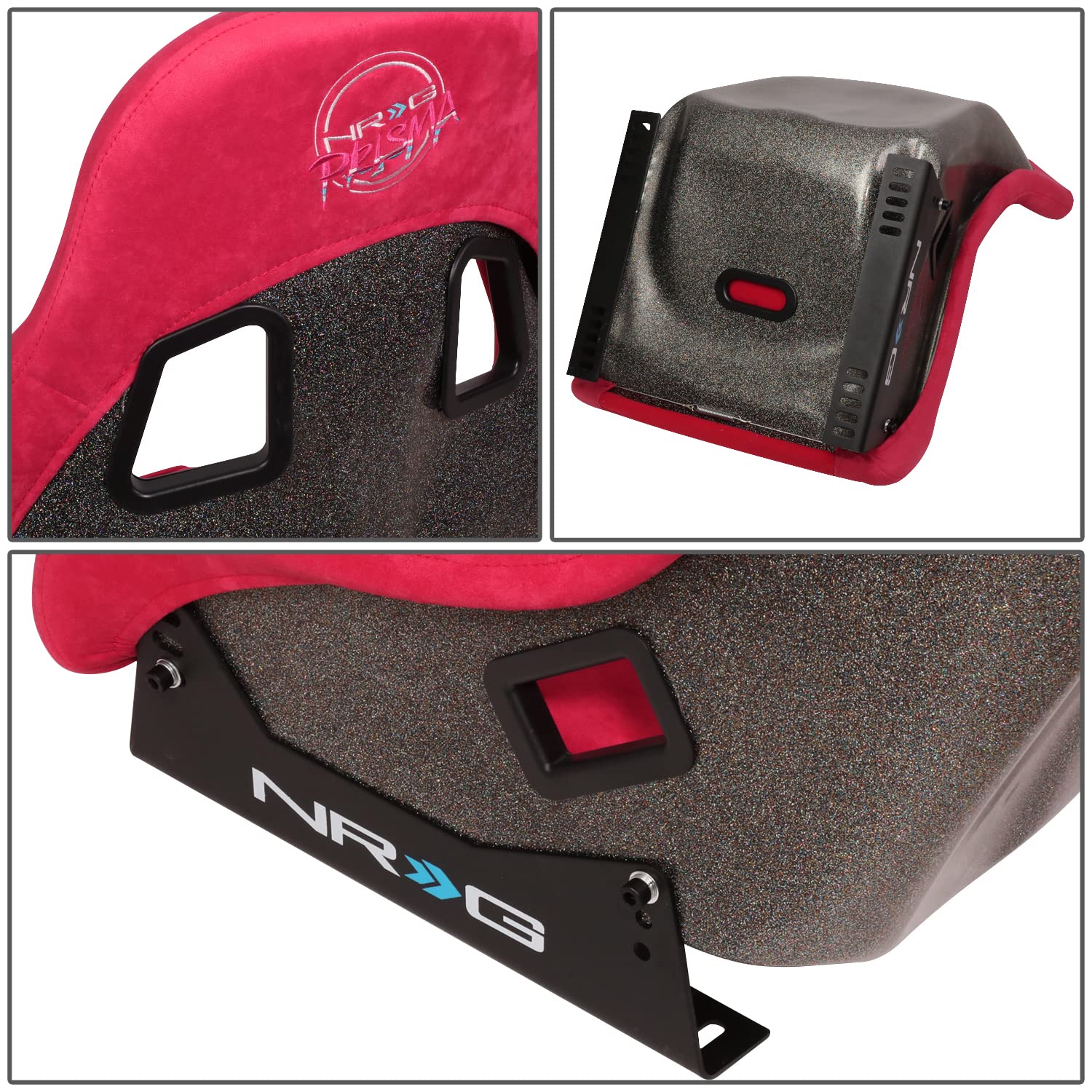 NRG Innovations Universal NRG-FRP-303RD-ULTRA Fixed Back Bucket Racing Seat with Side Mount Adapters for 6-Point Harnesses, Size M, Red Seat Cover, 22" W X 34" H X 21" D
