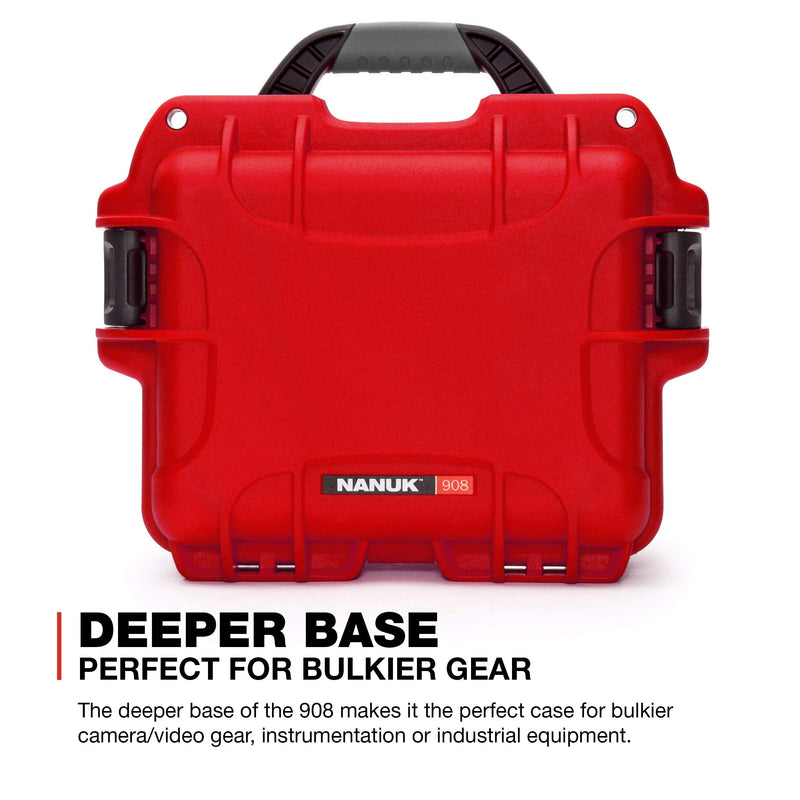 Waterproof Nanuk Hard Case 908 with Foam Insert - Red
