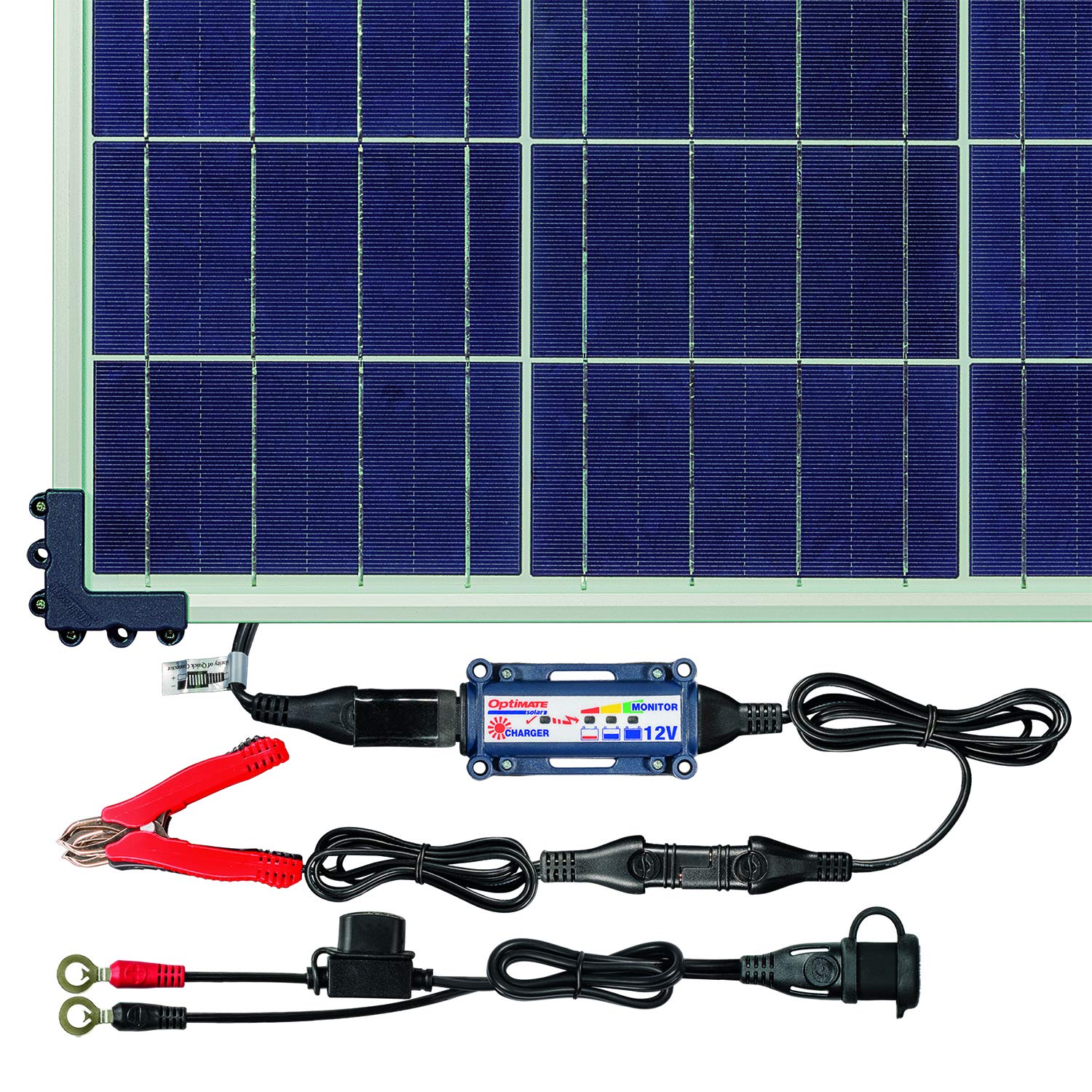 80W Solar Panel, OptiMATE SOLAR + TM-523-8, Solar Pulse Charger, Tester & Maintainer for 12V batteries, with 80W solar panel