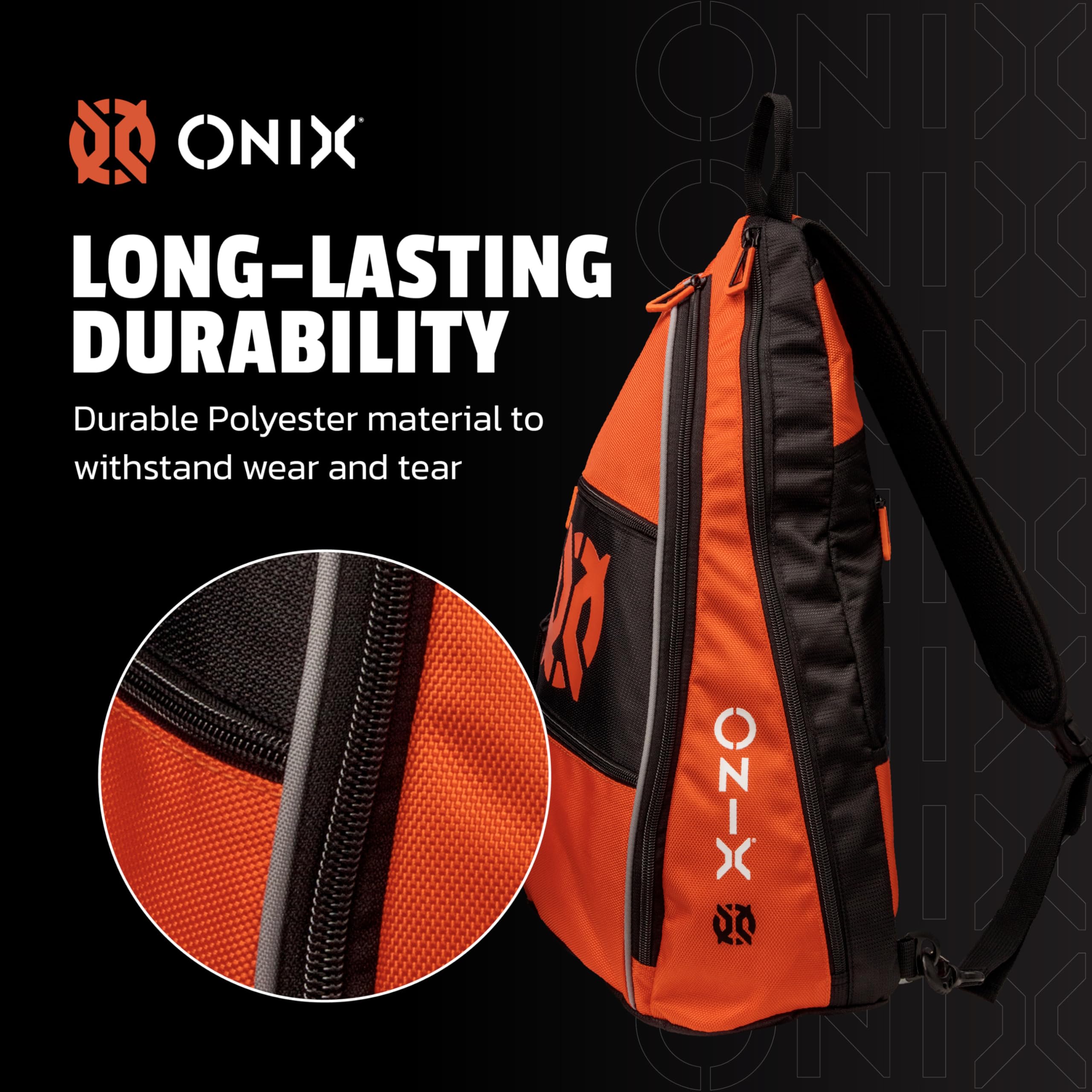 ONIX Pro Team Pickleball Sling Bag - Long Lasting Durability with Easy to Carry Single Strap Hook and Loop Closure and Two Zip Pockets