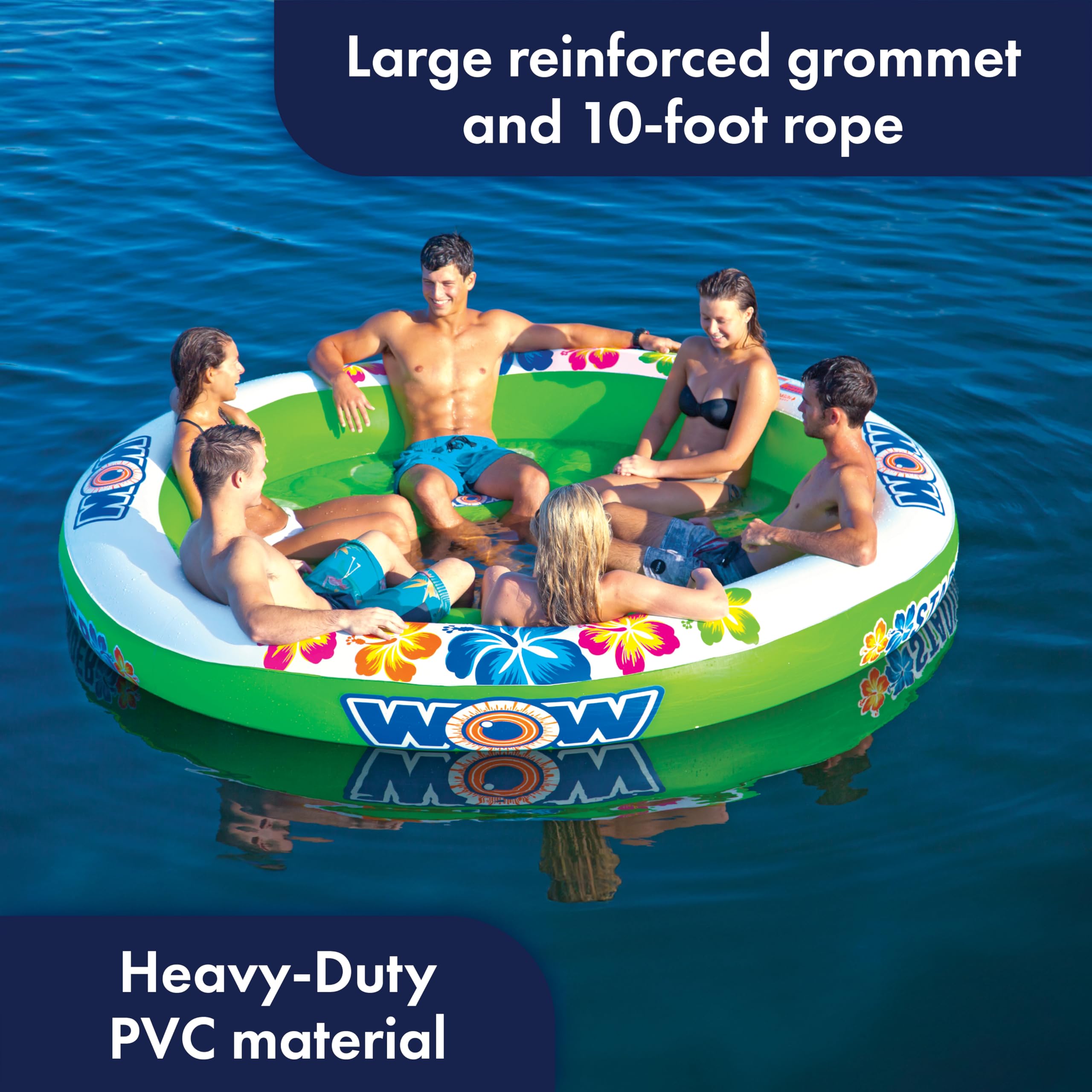 Stadium Islander WOW World of Watersports, HUGE Heavy Duty Floating Island with Mesh Seating and Backrest