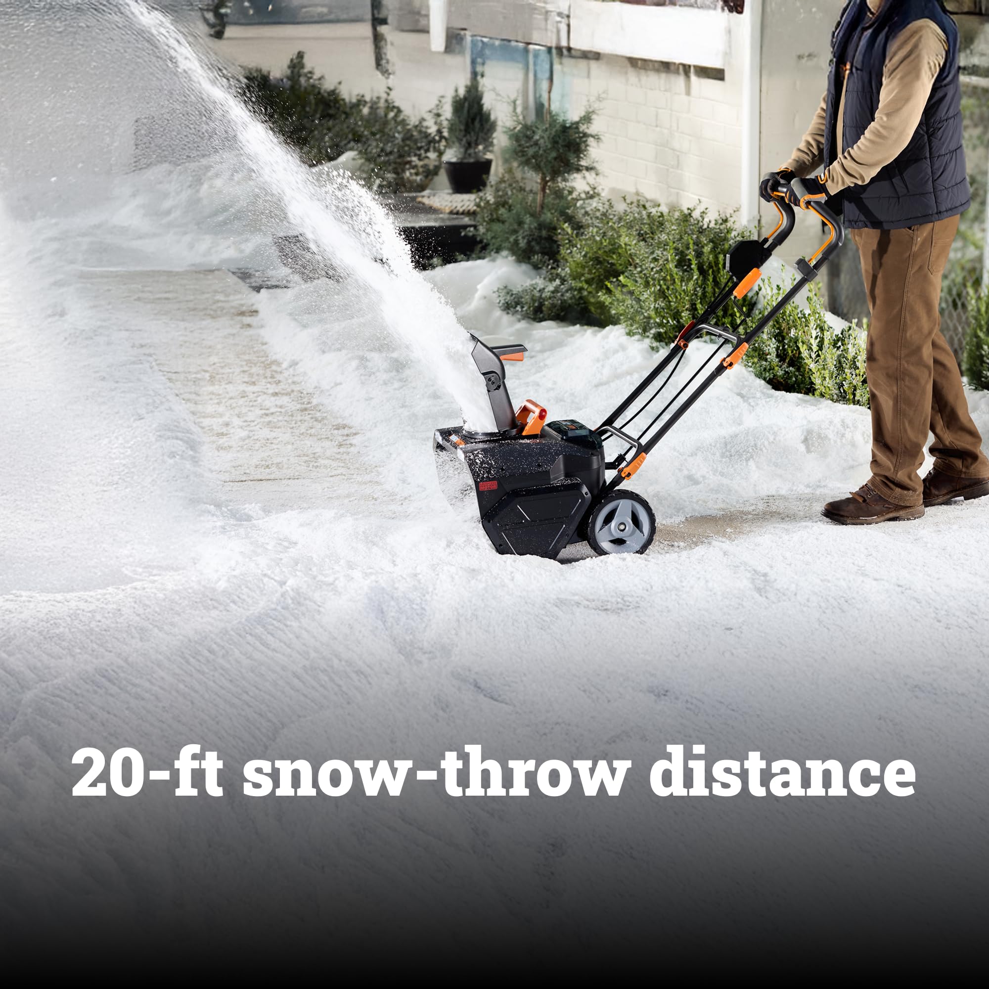 40V WORX 20" Cordless Snow Blower, Electric Snow Thrower for 6-Car Driveway, Snow Removal with Brushless Motor, 2 × 4.0 Ah Batteries & Charger Included, WG471