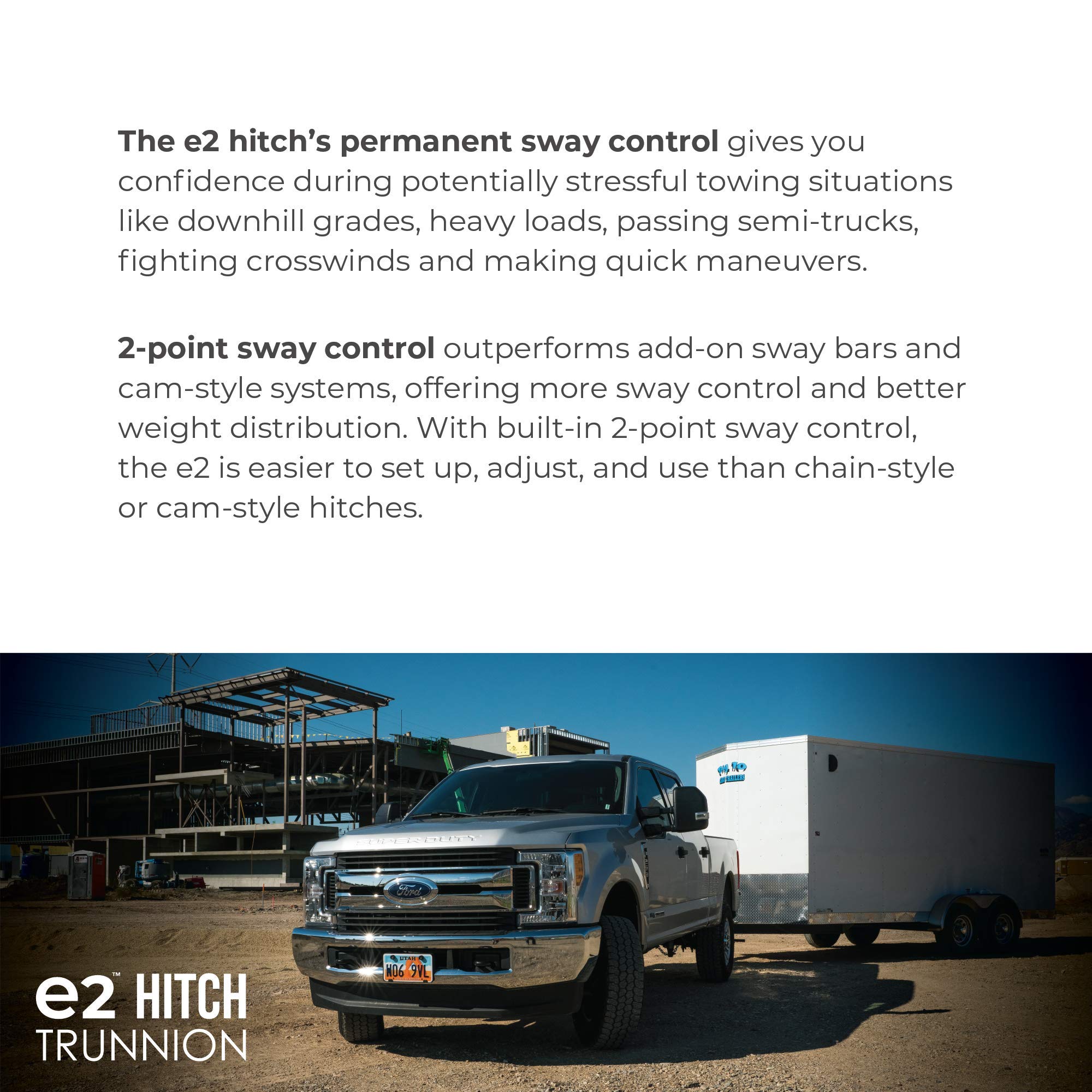 Fastway e2 Sway Control 2-Point Trunnion Hitch, 92-00-0800, 8,000 Lbs Trailer Weight Rating, 800 Lbs Tongue Weight Rating, Weight Distribution Kit Includes Standard Hitch Shank, Ball NOT Included