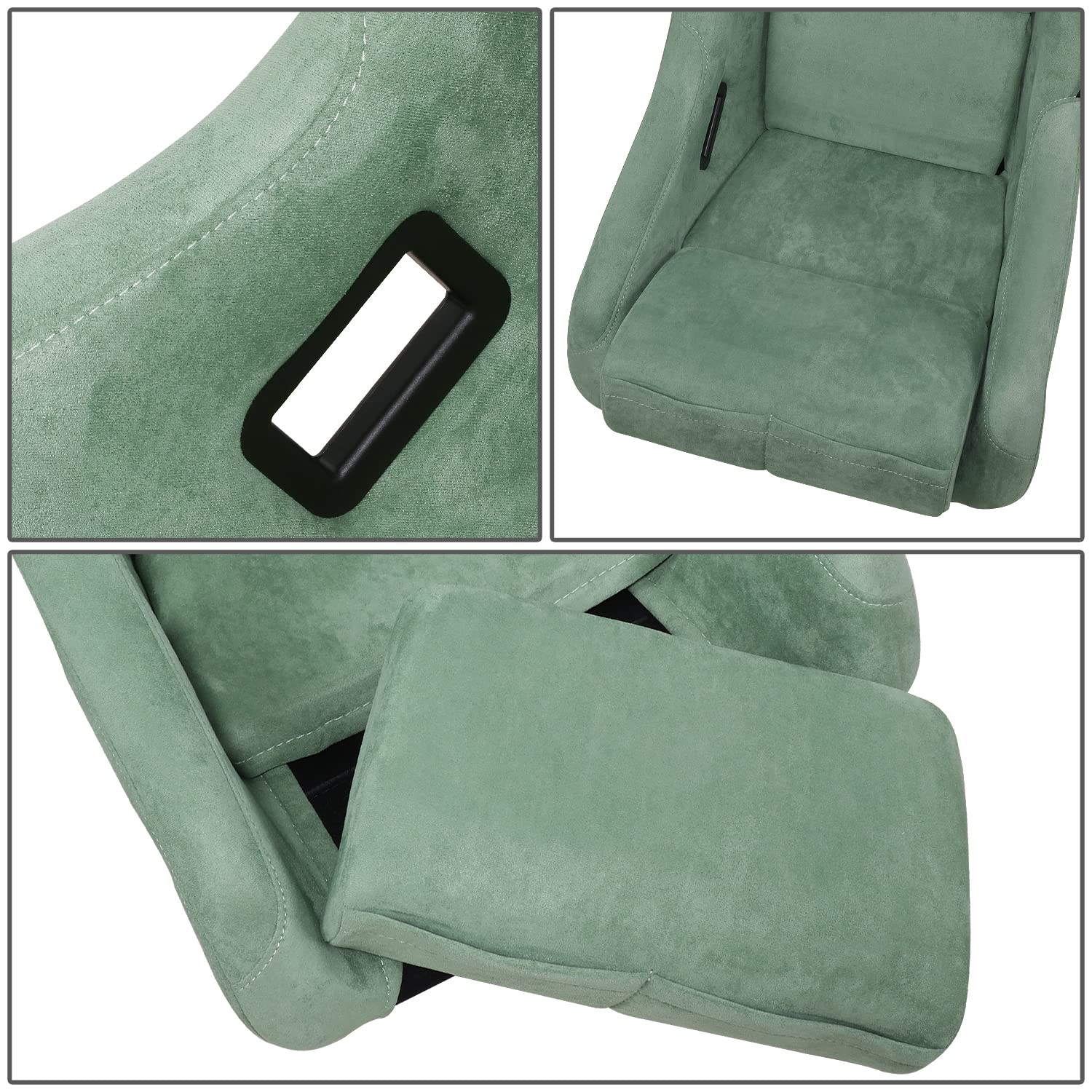 NRG Innovations Universal NRG-FRP-303OL-PRISMA Fixed Back Bucket Racing Seat for 5-Point Harnesses, Size M, Olive Alcantara Material, 22" W X 34" H X 16" D
