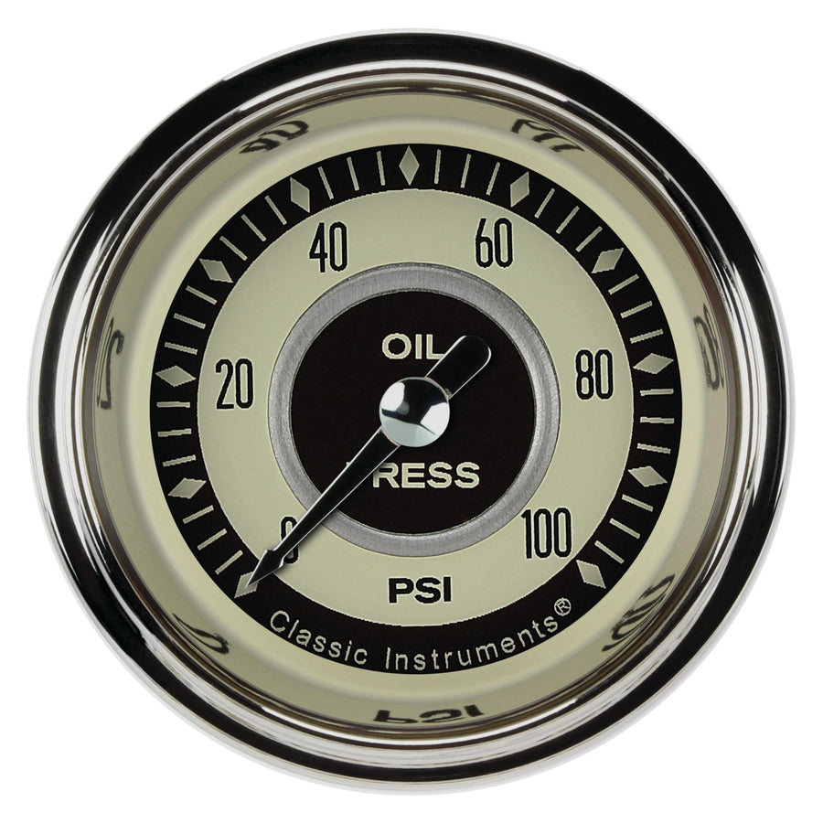 Nostalgia Classic Instruments NT181SHC 2-1/8" Oil Pressure Gauge 100 PSI Electric