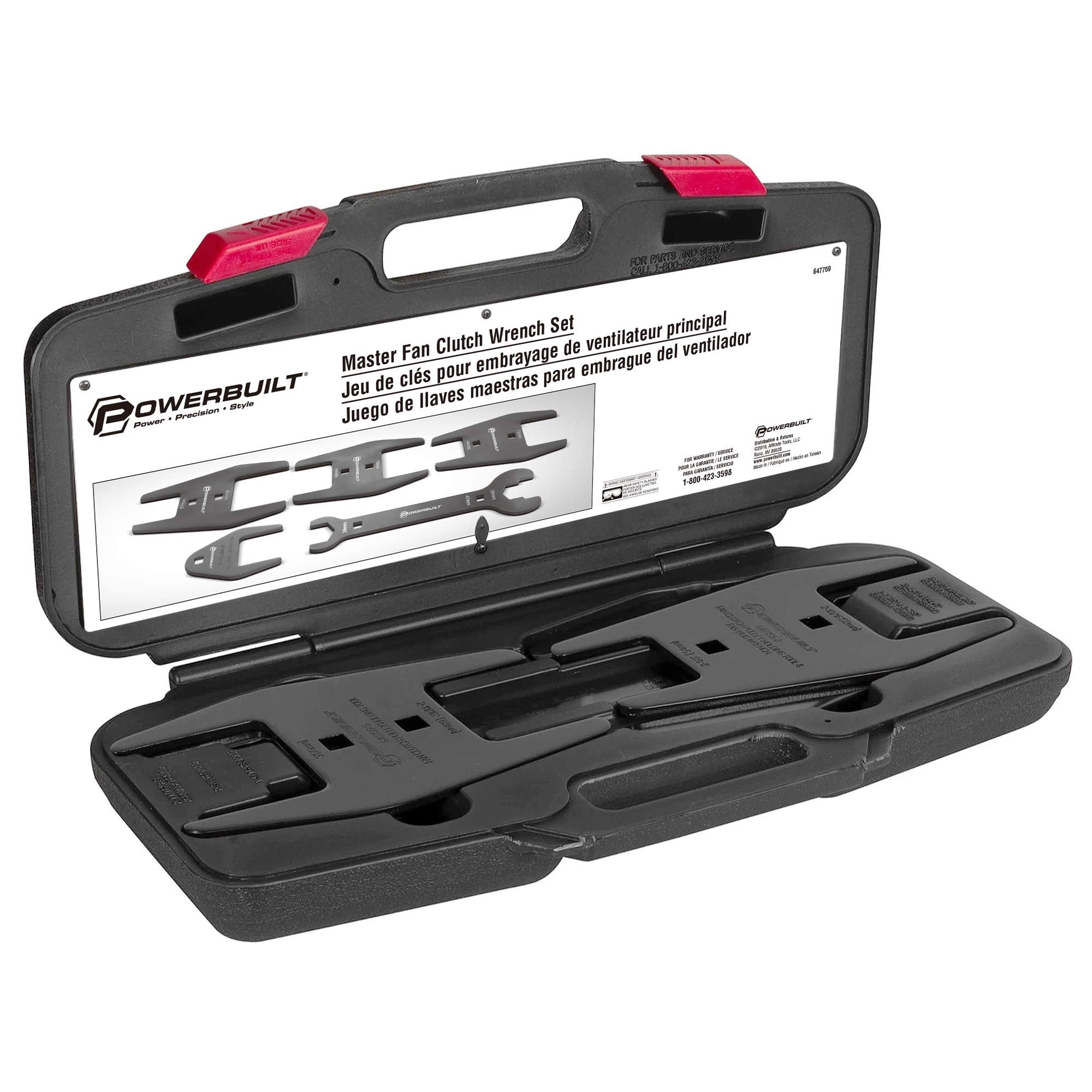 Powerbuilt Master Wrench Clutch Fan Set, Remove and Install Tools for AC Clutches, Air Conditioning System Components, Pulley Holing Tool, Storage Case - 647759