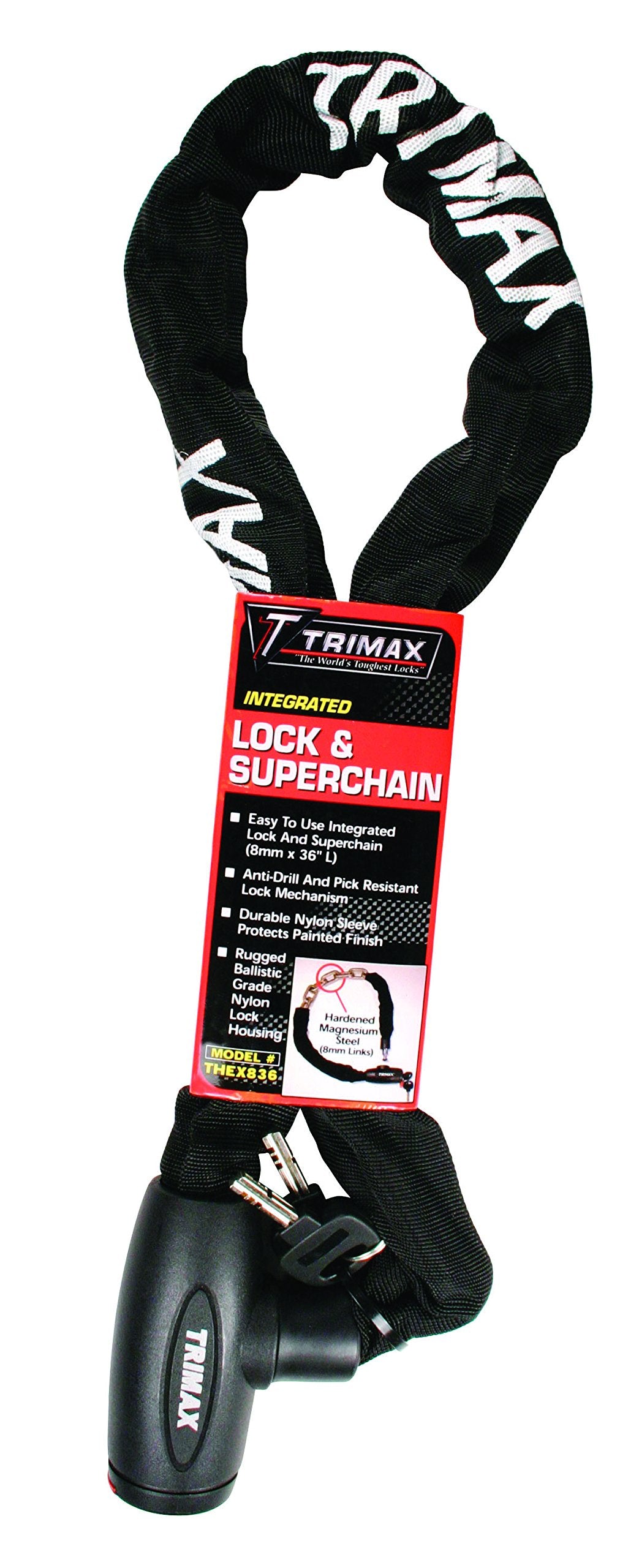 Trimax 3' Integrated Lock & Super Chain L with 8Mm Links THEX836, Wrap Packaging