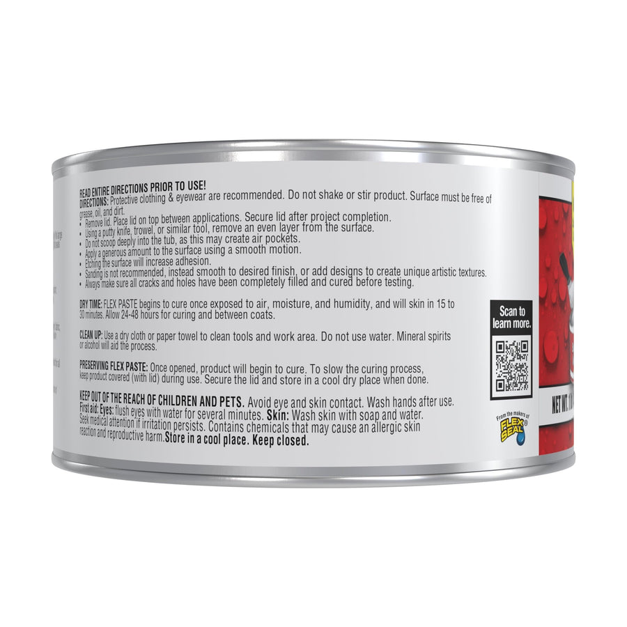 Flex Paste, Waterproof Putty Paintable Sealant, Fill Gaps Cracks Holes - Block Out Water and Air - UV Resistant - Walls, Drywall, EPDM, Concrete, Roof, RV Repairs, White, Half-Quart