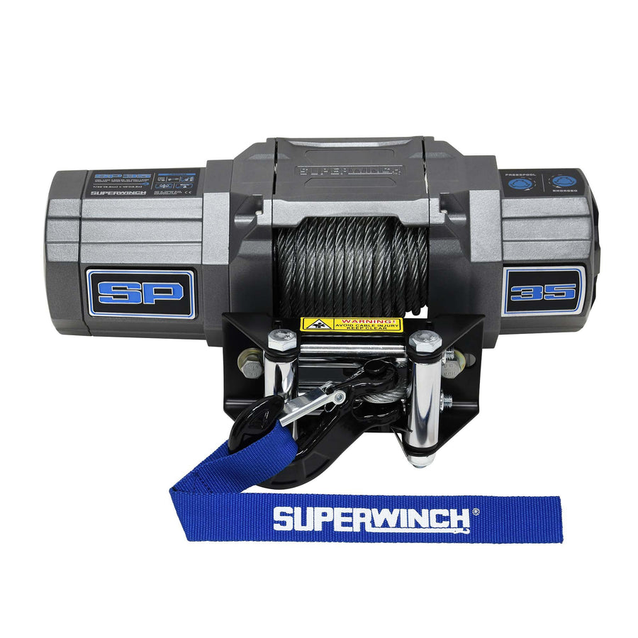 SP 35, SUPERWINCH 3500 lb Capacity, Roller Fairlead, 10 ft Remote, 7/32 in x 40 ft Steel Rope, 12V, Kit