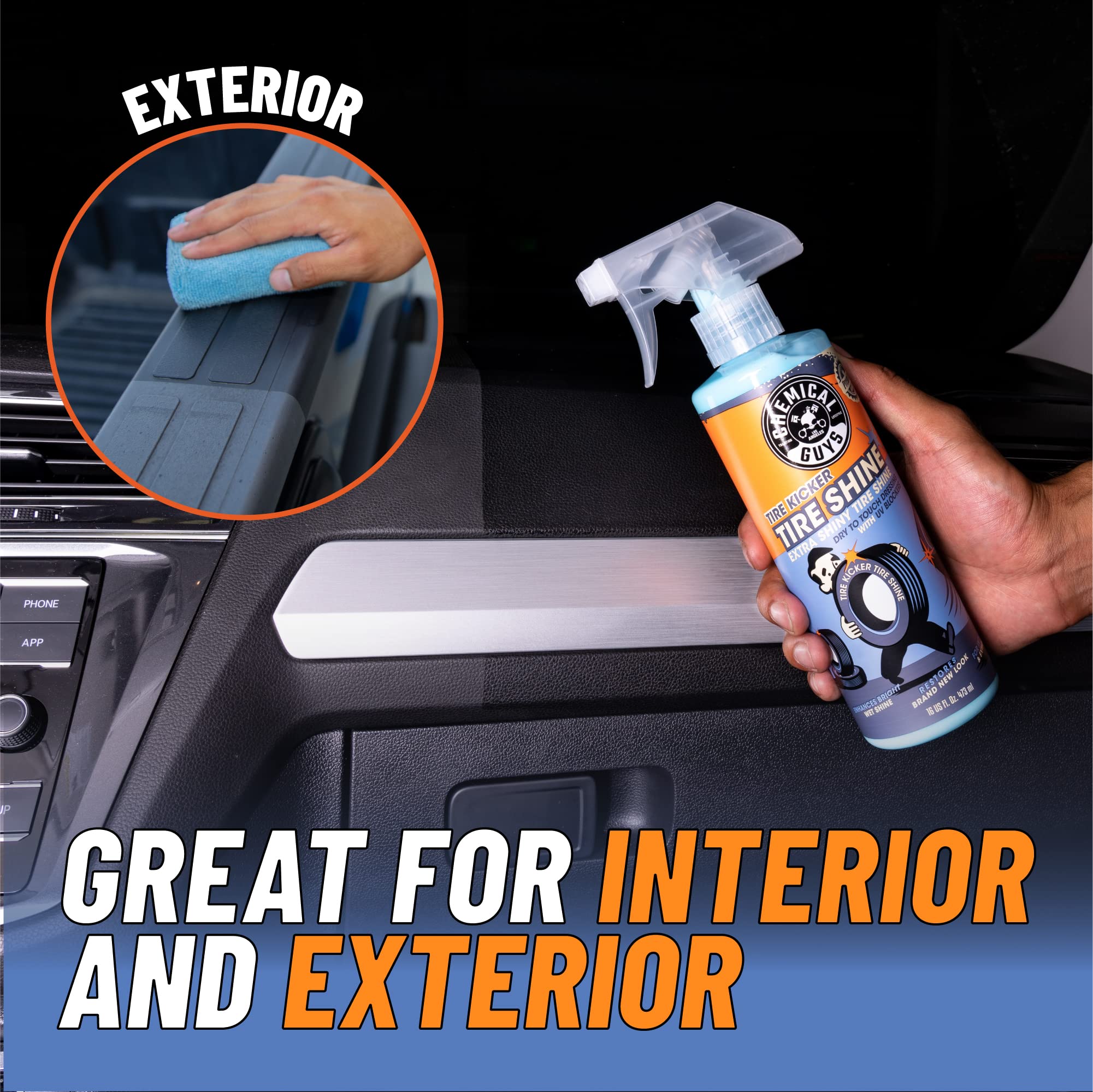Chemical Guys Extra Glossy Tire Kicker Sprayable Tire Shine Spray, Dry-to-Touch Dressing - Restores Wet Look to Rubber, Vinyl, and Plastic, Safe for Cars, Trucks, Motorcycles, RVs, and More - 128 oz