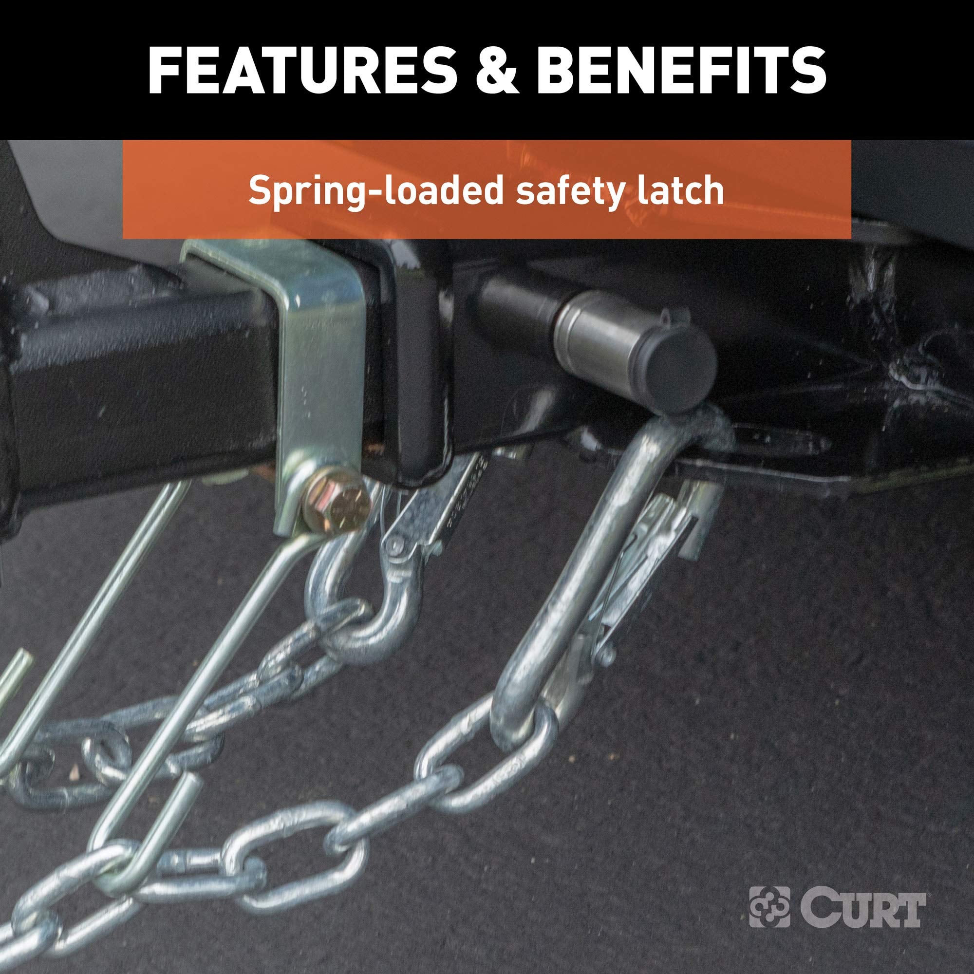 CURT Snap Hook 81261 Trailer Safety Chain Hook Carabiner Clip, 3/8-Inch Diameter, 2,000 lbs