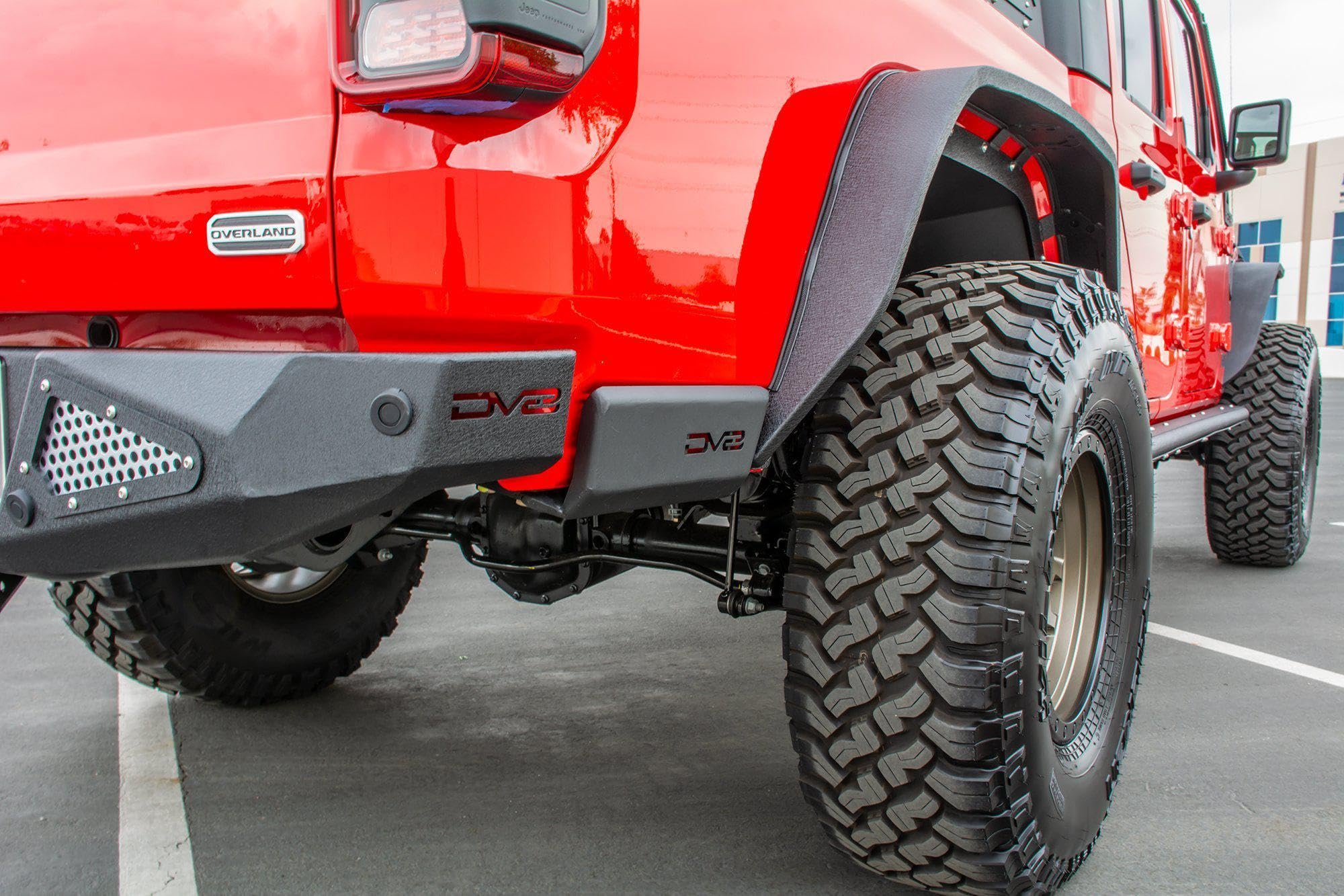 SRGL-01 | DV8 Offroad | Rock Slider for 2020-22 Gladiator JT | Rear Bedside | High Clearance | Plated Armor Style | Fully Gusseted Steel Construction | No Drill Install