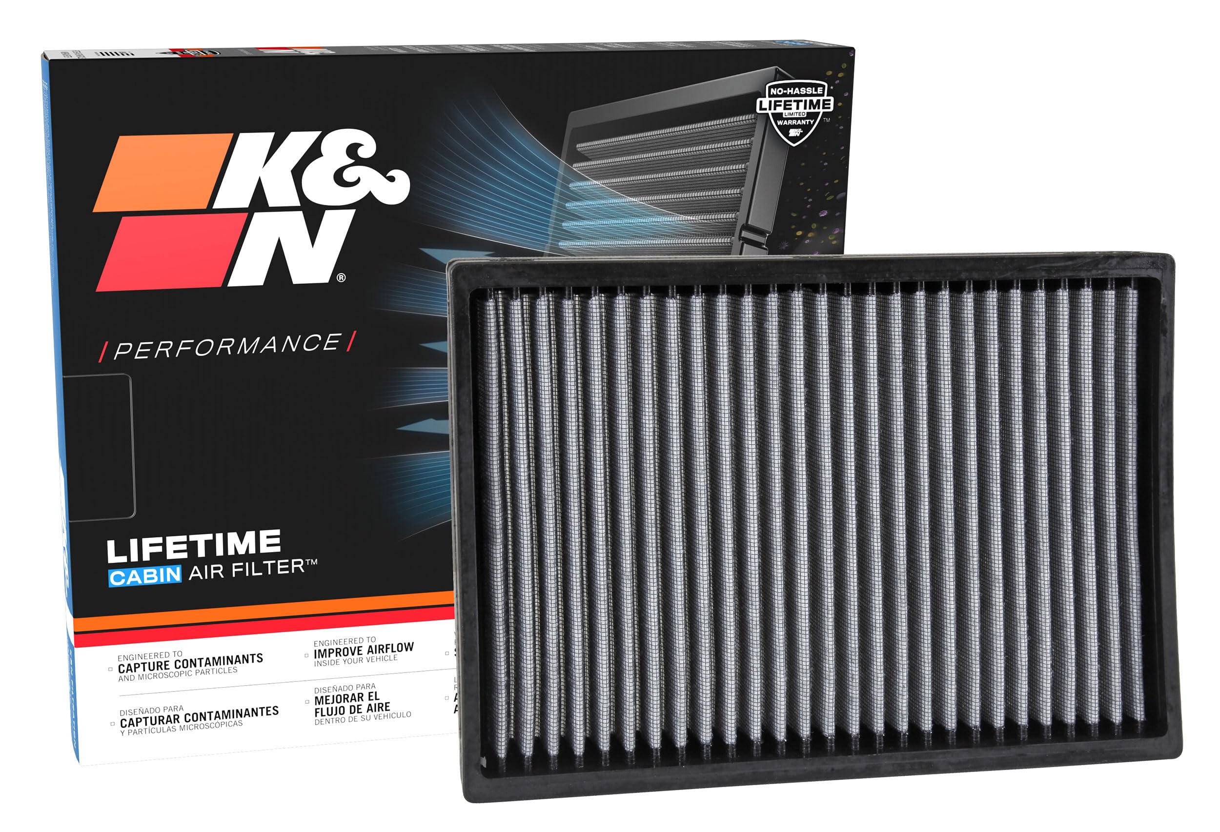 Cabin Air Filter K&N LIFETIME: Premium, Washable, Clean Air for your Cabin: Compatible with Select 2011-2021 Dodge/Chrysler (Challenger, Charger, 300, 300C) Vehicle Models, VF2027