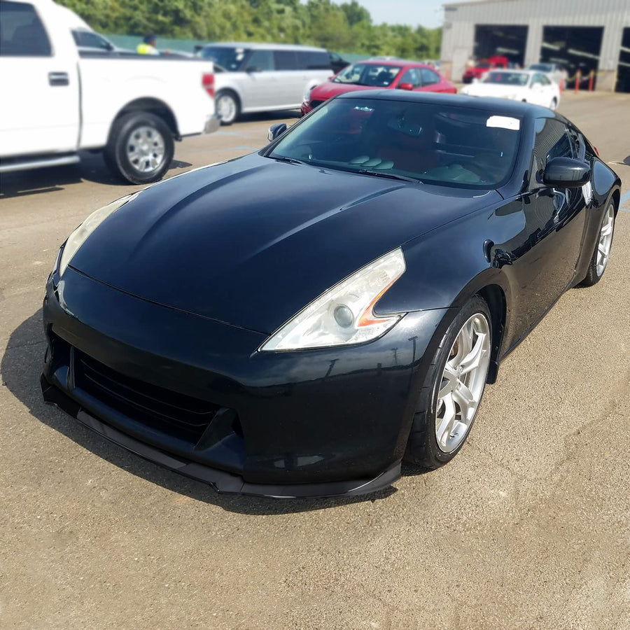 Glossy Black Spec-D Tuning Front Bumper Lip Spoiler Splitter Kit 3PC Set Compatible with Nissan 370Z 2009-2012