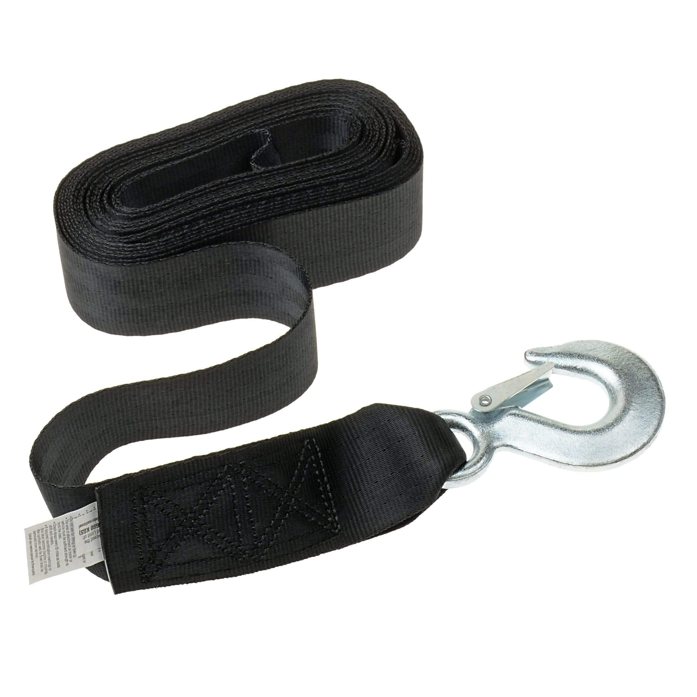 20' T-H Marine Winch Strap & Hook - 2" High Impact Strap with Heavy Duty Zinc Plated Hook - 5000 lb Breaking Strength