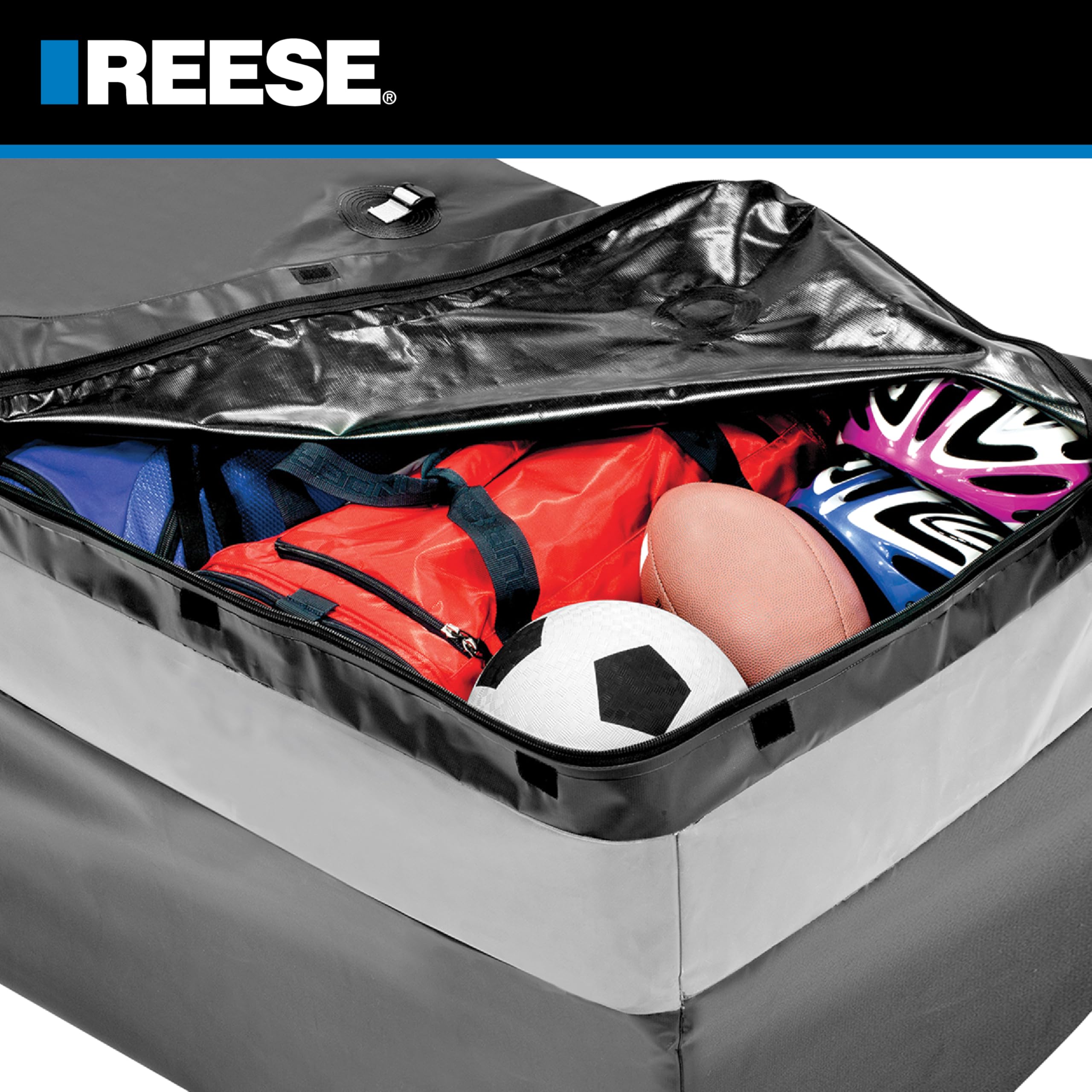 Reese 63604 Explore Amigo Hitch Mount Cargo Carrier Bag, 59 Inch x 18.5 Inch x 24 Inch, Rainproof, Fit On A Most Full-Size Hitch Mounted Cargo Carriers.