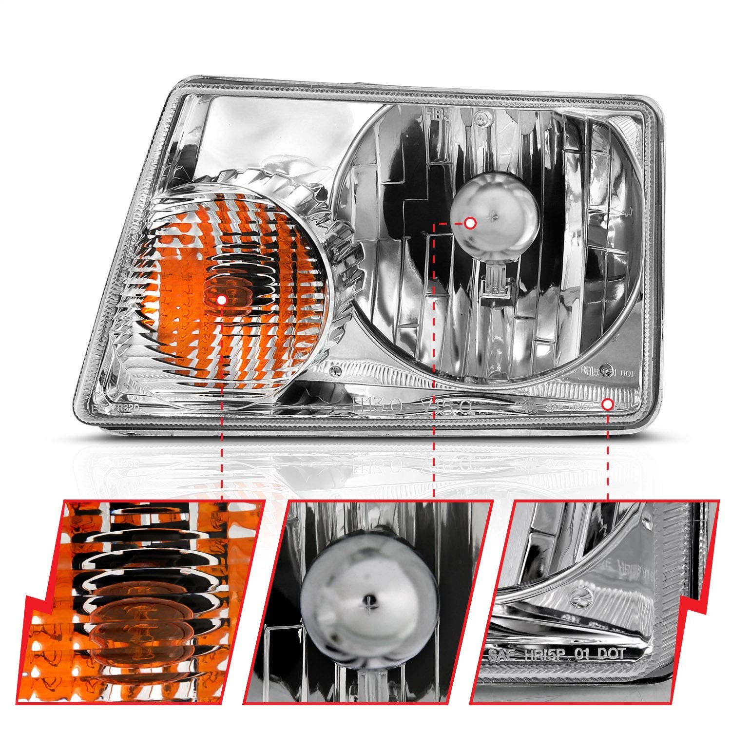 Crystal Headlight Anzo 111473 Chrome