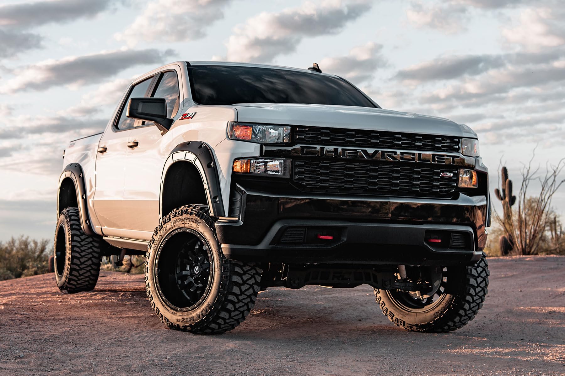 Defender Fender Flares Rough Country for Chevy Silverado 1500 2WD/4WD (2019-2025) - GBA Black, Set of 4
