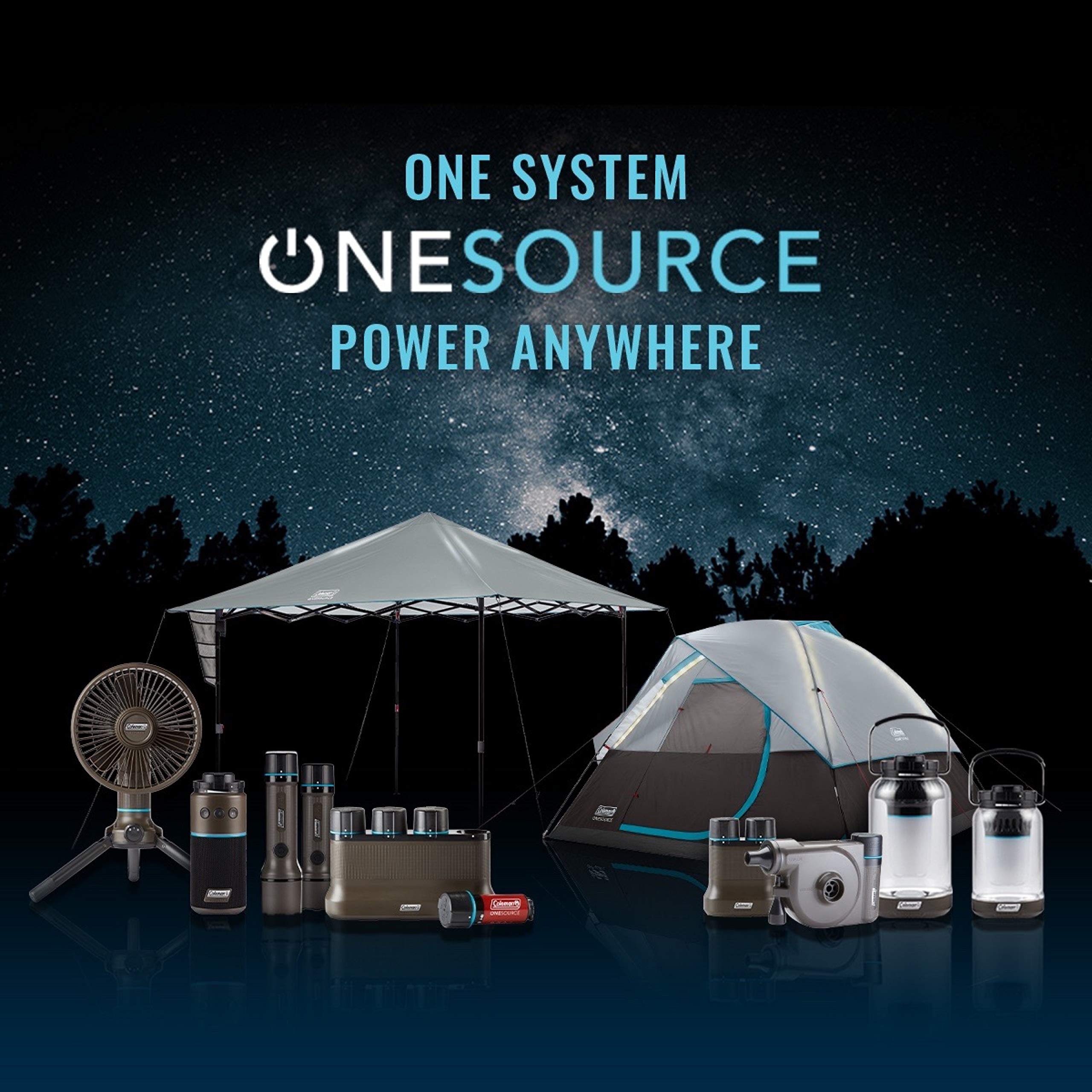 OneSource Coleman Rechargeable LED Flashlight, Water-Resistant Flashlight with OneSource Batteries Shines Up to 1000 Lumens, Rechargeable Heavy-Duty Flashlight for Camping, Emergencies, & Home Usage