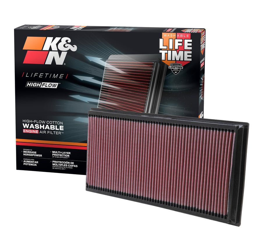 K&N Original High-Flow Lifetime Engine Air Filter: Increase Power:Premium, Washable: Compatible with 2002-2019 Audi/Land Rover/Porsche/Volkswagen: Q7, TT, Range Rover, Canyenne, Jetta, Touareg,33-2857