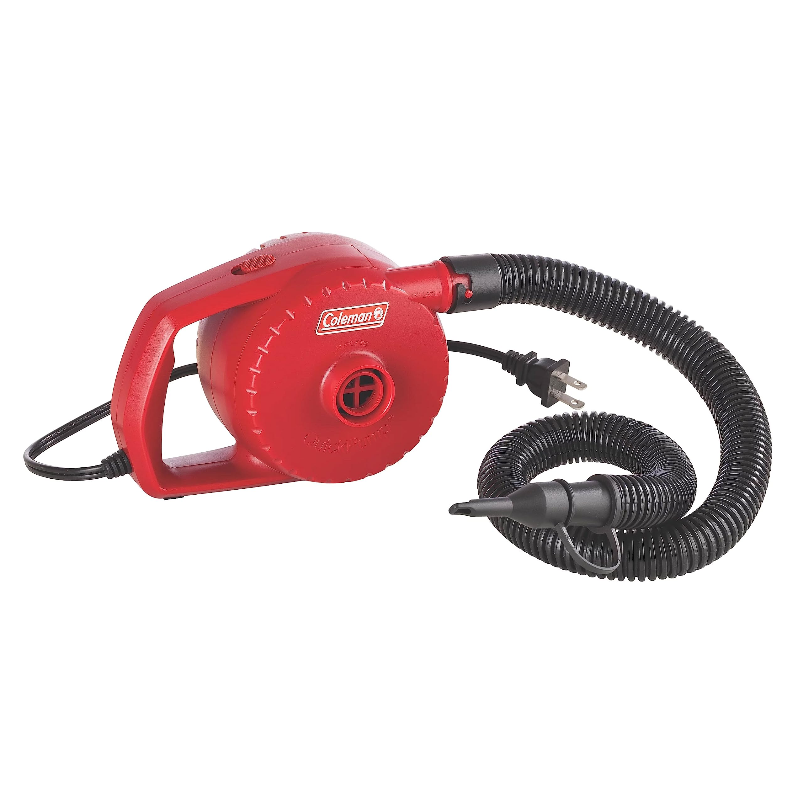 Coleman Electric Universal Air Pump, 120-Volt, Inflates & Deflates, including Extension Hose, Boston & Pinch Valve Adapters, Perfect for Airbeds, Inflatables, Sports Equipments, and Party Decors