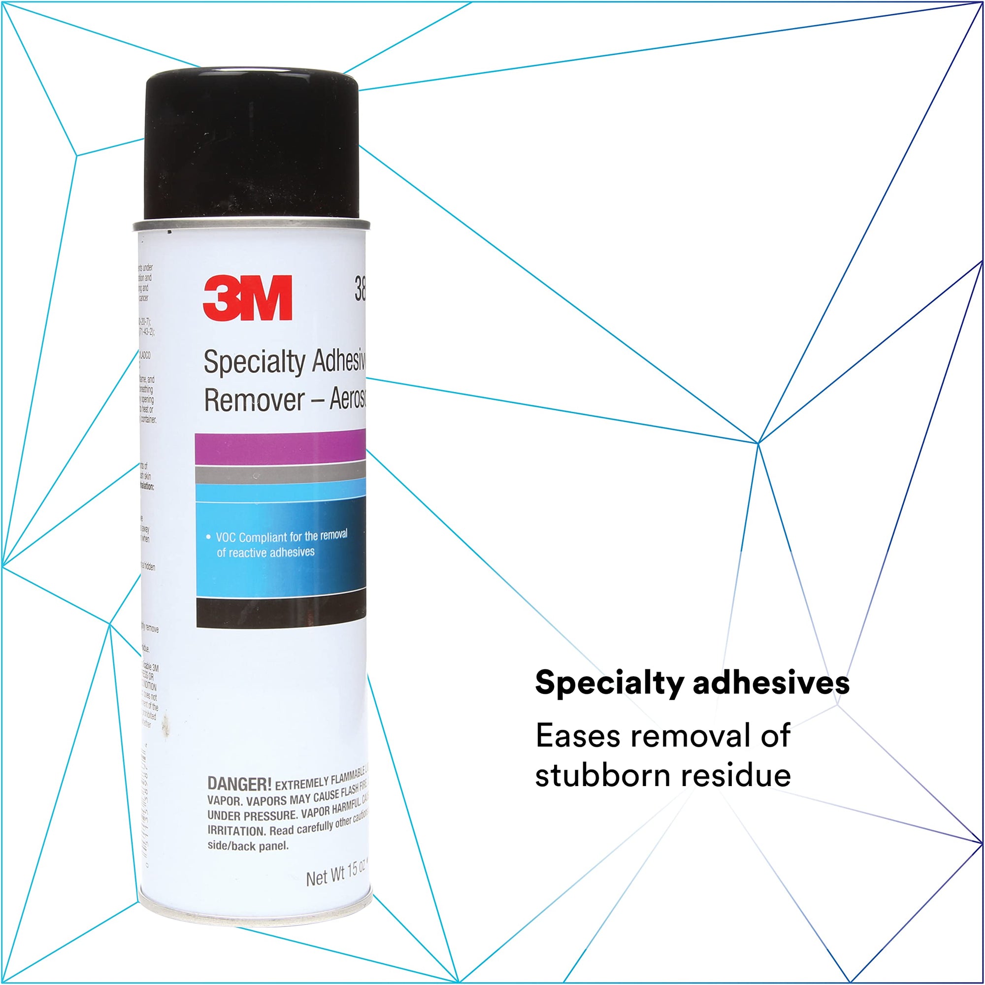 3M 38987 Specialty Adhesive Remover, Solvent-Based, Removes Reactive Adhesives, 15 fl oz