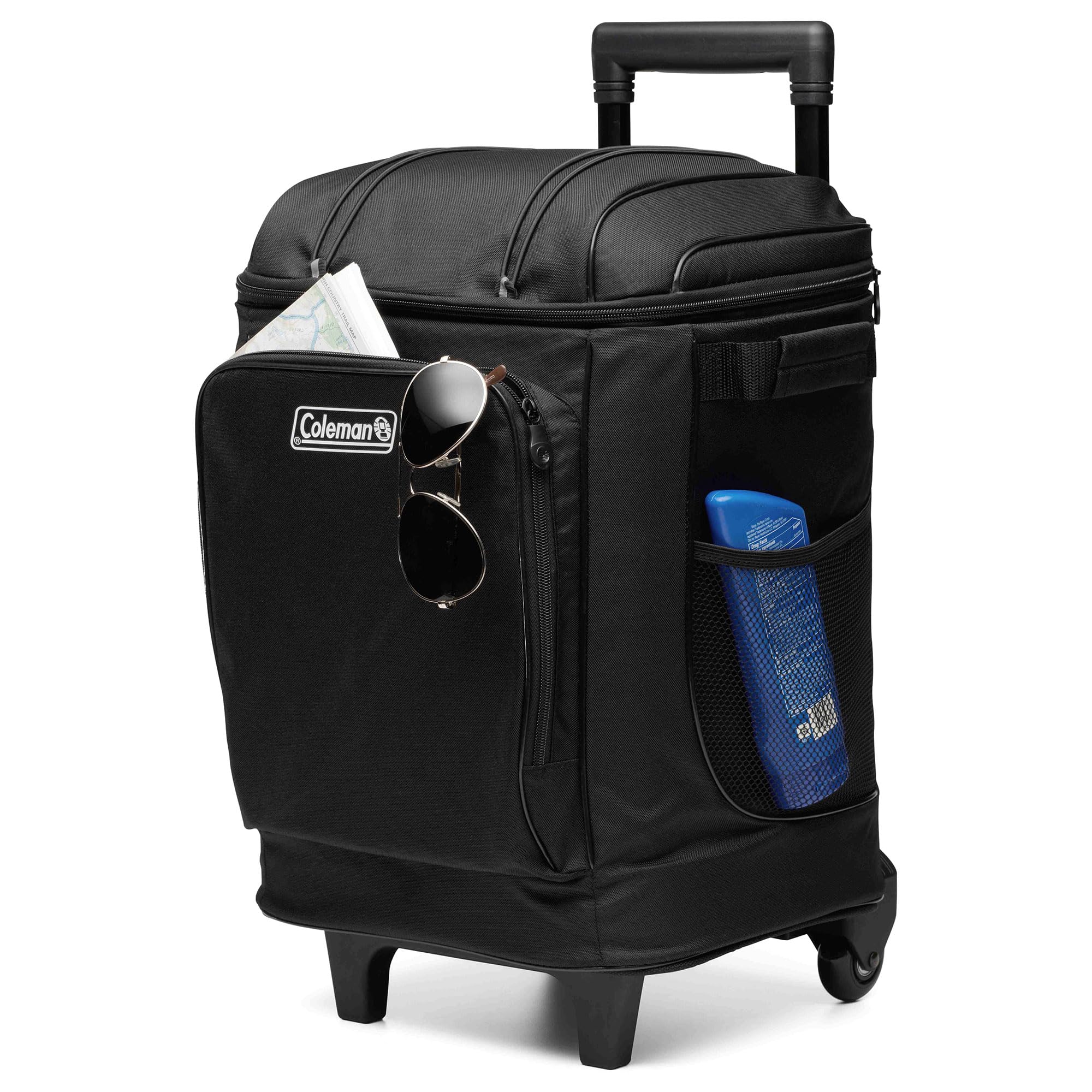 42-Can Coleman Soft Rolling Cooler with Wheels, Leak-Proof Portable Insulated Chiller with 12+ Hour Ice Retention, Made with Recycled Materials