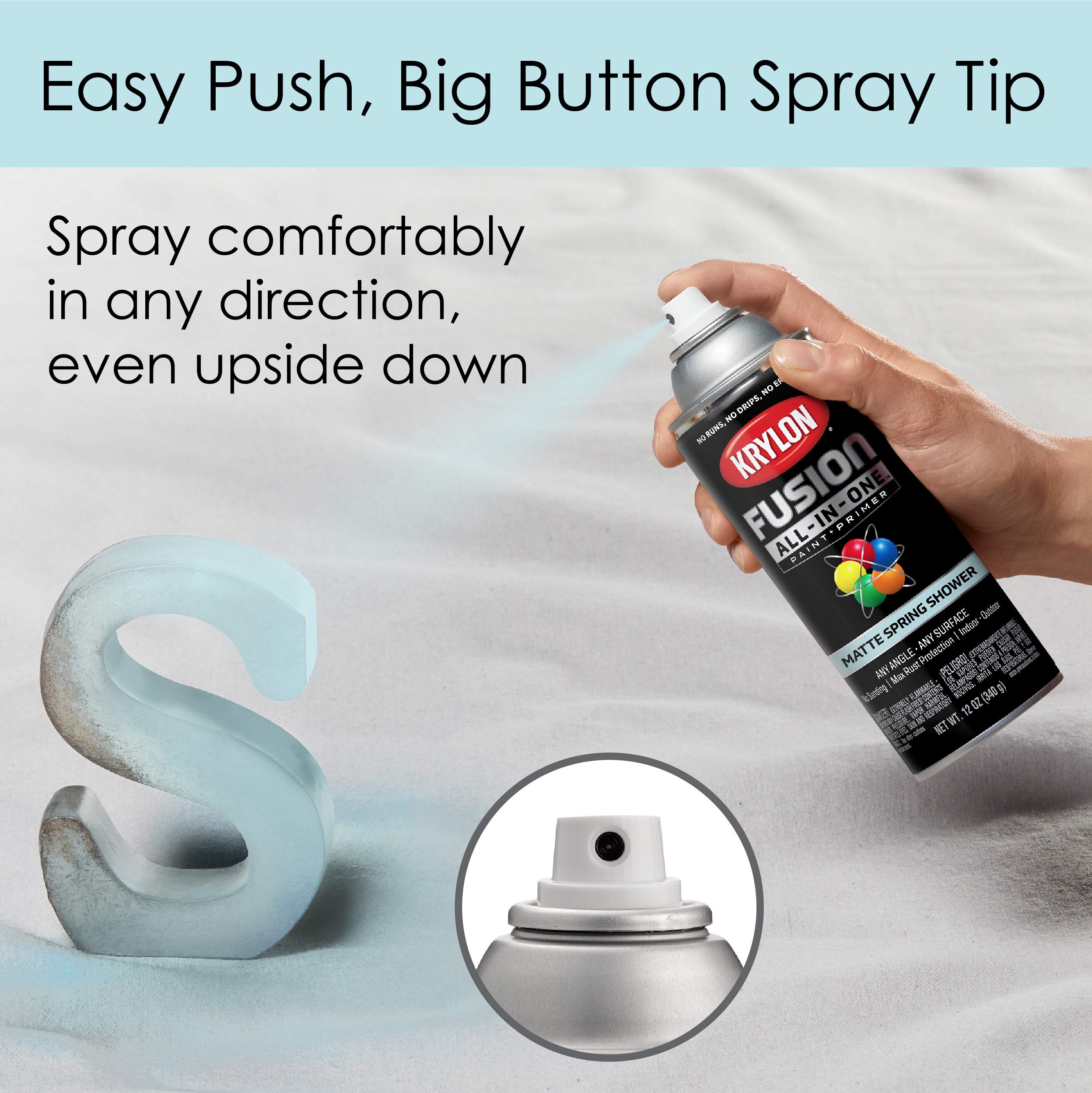 Krylon All-In-One Adhesive Spray Paint for Indoor/Outdoor Use, 12 oz, Spring Shower