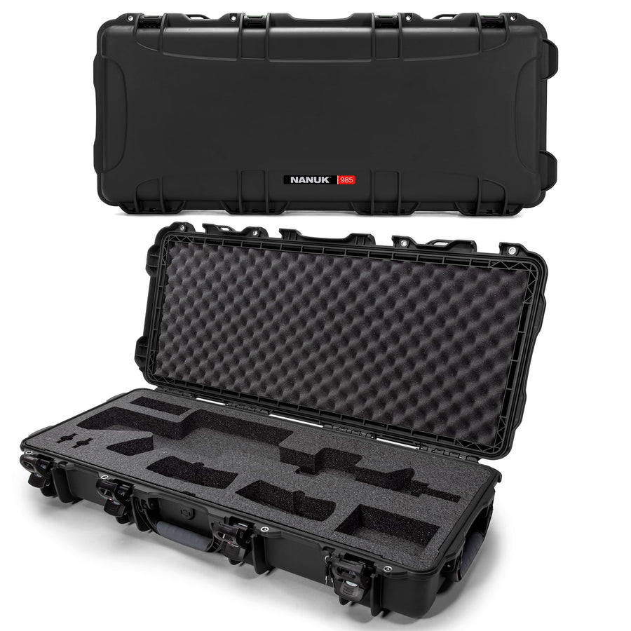 Hard Case NANUK 985 40” with Wheels & Custom Fit Foam Insert, IP67 Waterproof & Crushproof, Rugged Construction for Ultimate Protection, Made in North America – Black (39.7” x 17.3” x 6.6”)