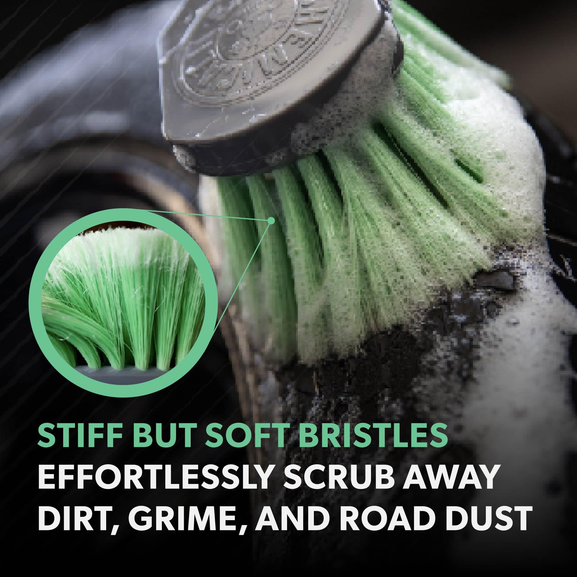 Wheelie Chemical Guys All Exterior Surface and Wheel Brush, Wheel Cleaner Brush with Soft Bristles, Safe Cleaning of Rims, Tires, and Exterior Surfaces on Cars, Trucks, Motorcycles, RVs, & More, Green