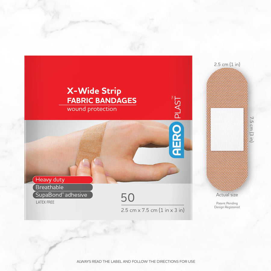 Fabric AEROPLAST X-Wide Strip Bandages 1in x 3in 50/box