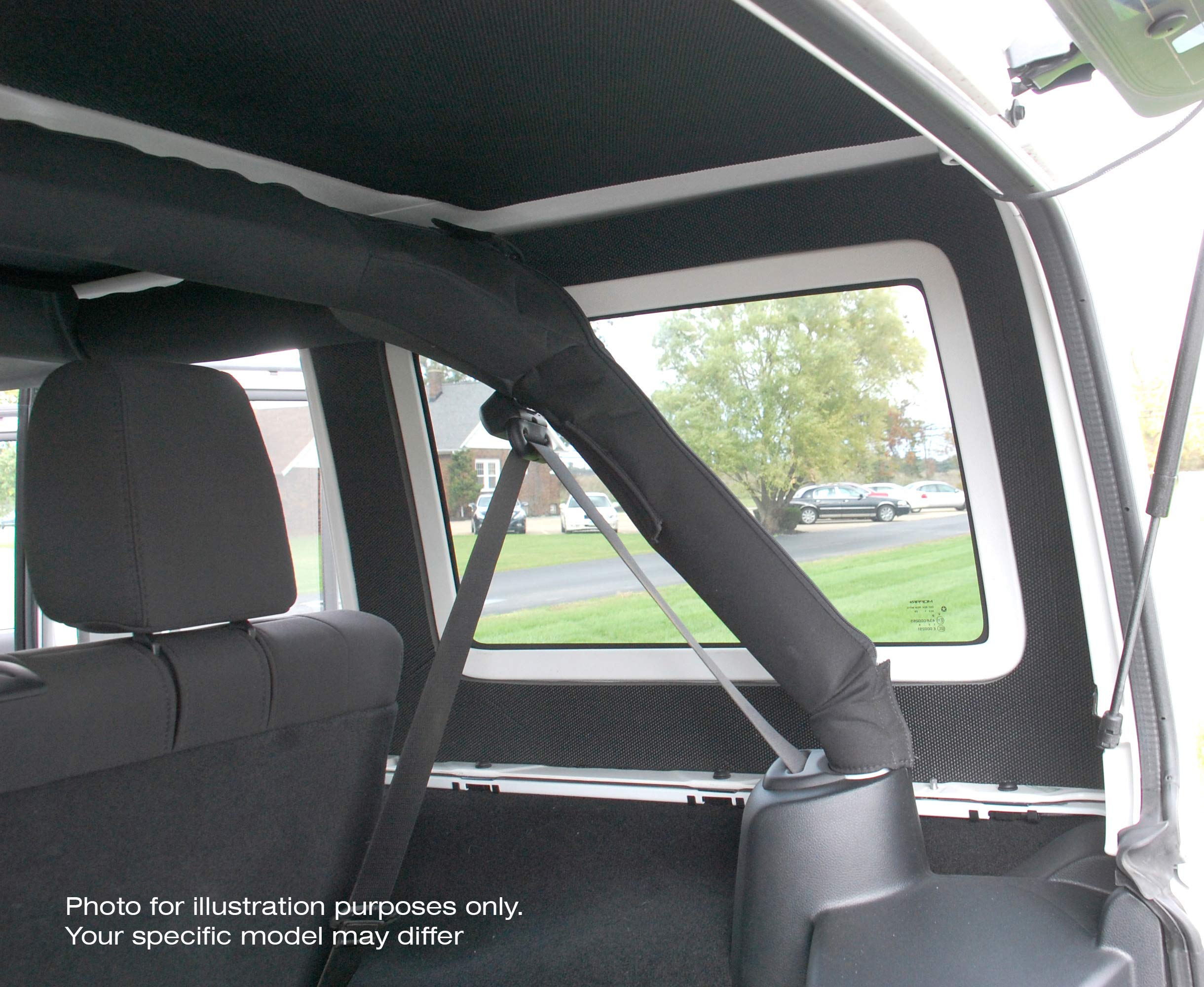 Design Engineering Boom Mat 050163 Leather Look Black Sound Deadening Side Window Trim Kit Compatible with 4-Door Jeep Wrangler (2011-2016)