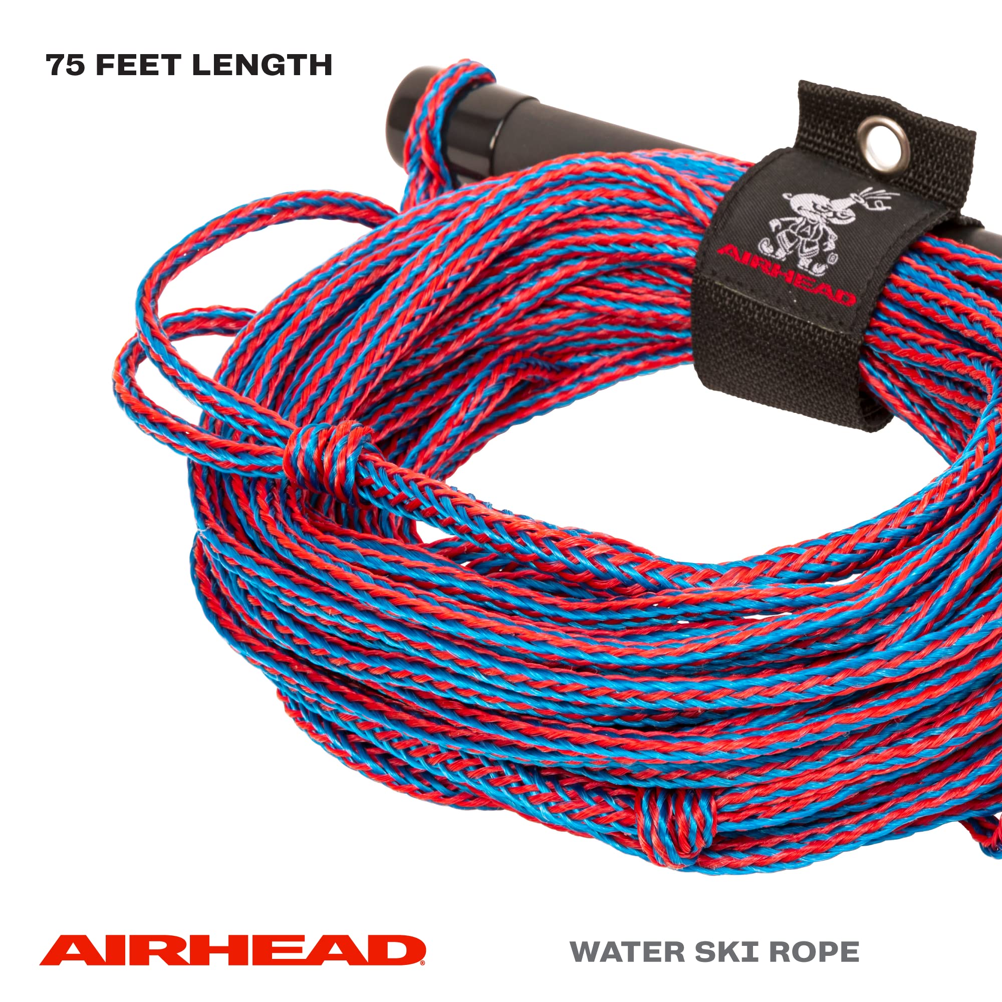 Water Ski Rope Airhead with Rubber Handle, 1 Section, 75-Feet