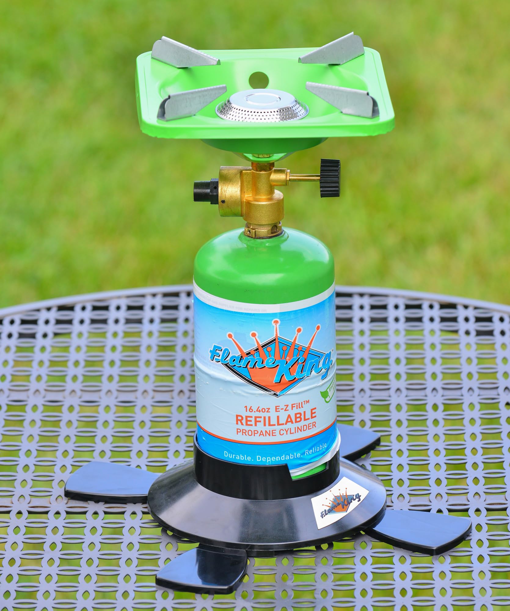 Flame King Propane Base YSN1LBB for 1LB and 1/2LB Canisters for Safety and Stability
