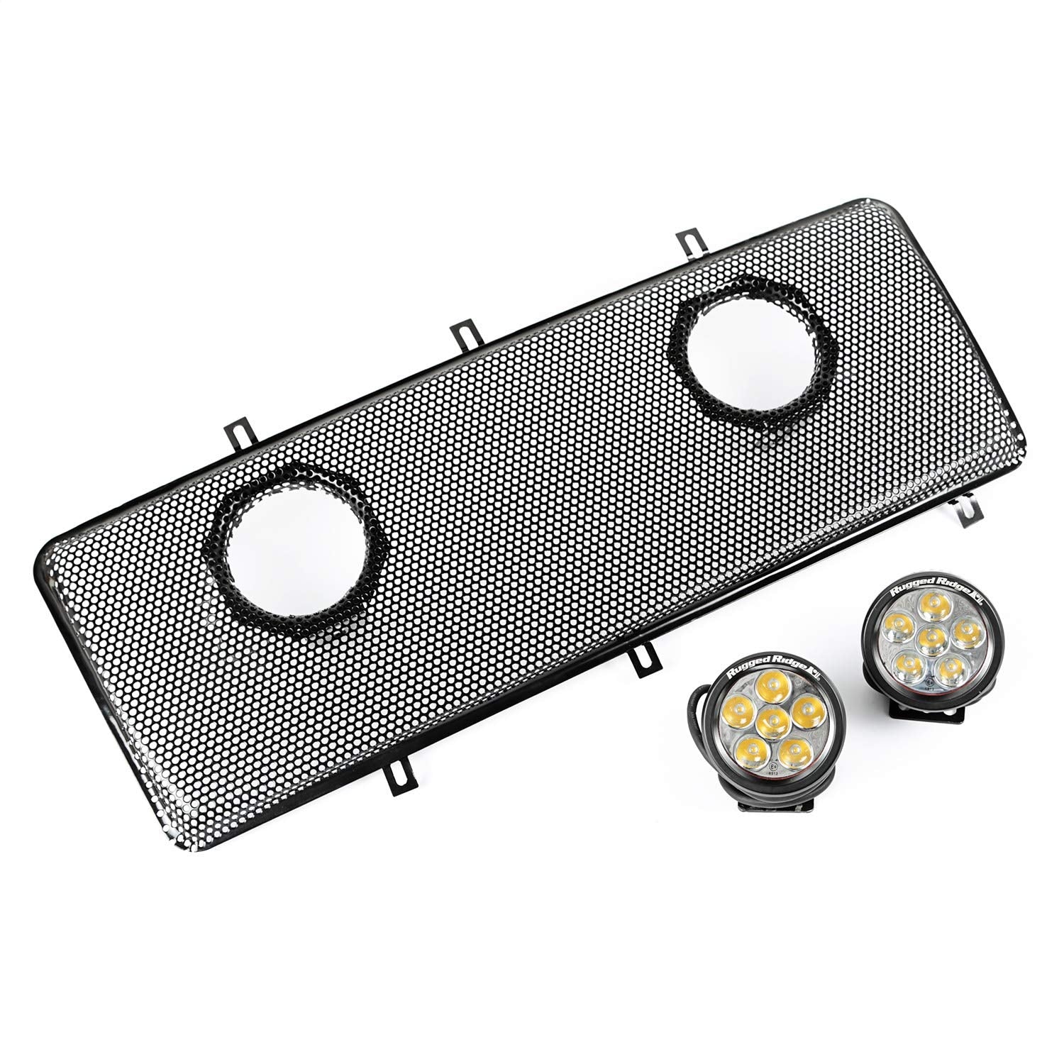 Spartan Grille Insert Kit | Rugged Ridge, Dual 3.5" LEDs | 12034.13 | Fits 2007-2018 Jeep Wrangler JK