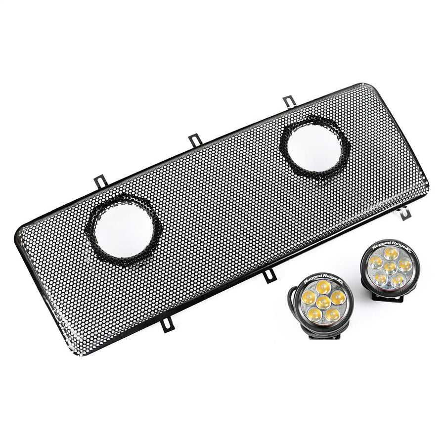 Spartan Grille Insert Kit | Rugged Ridge, Dual 3.5" LEDs | 12034.13 | Fits 2007-2018 Jeep Wrangler JK