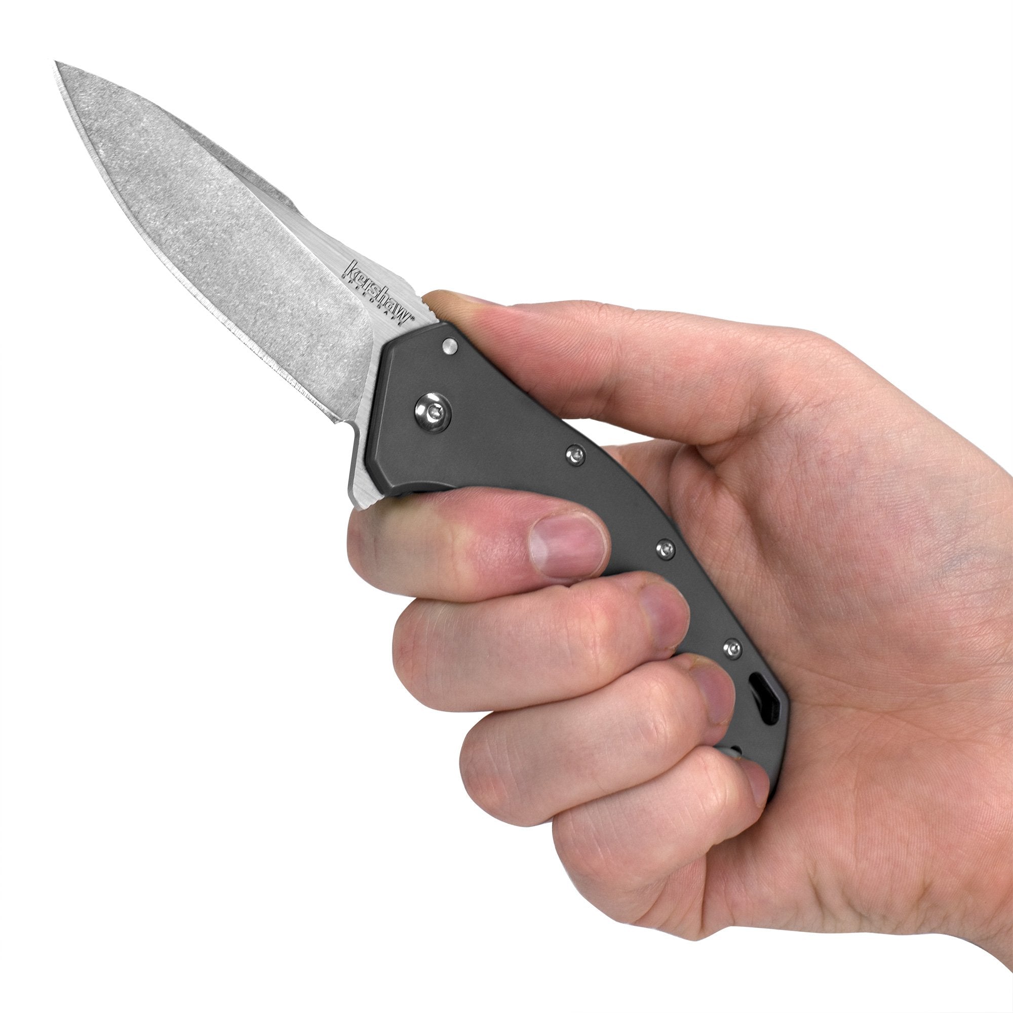Eris Kershaw Folding Pocket Knife (1881); 3-Inch Stainless Steel Drop-Point Blade Featuring SpeedSafe Assisted Opening, Titanium-Coated Handle, Secure Frame Lock and Reversible Pocket Clip; 4.7 OZ