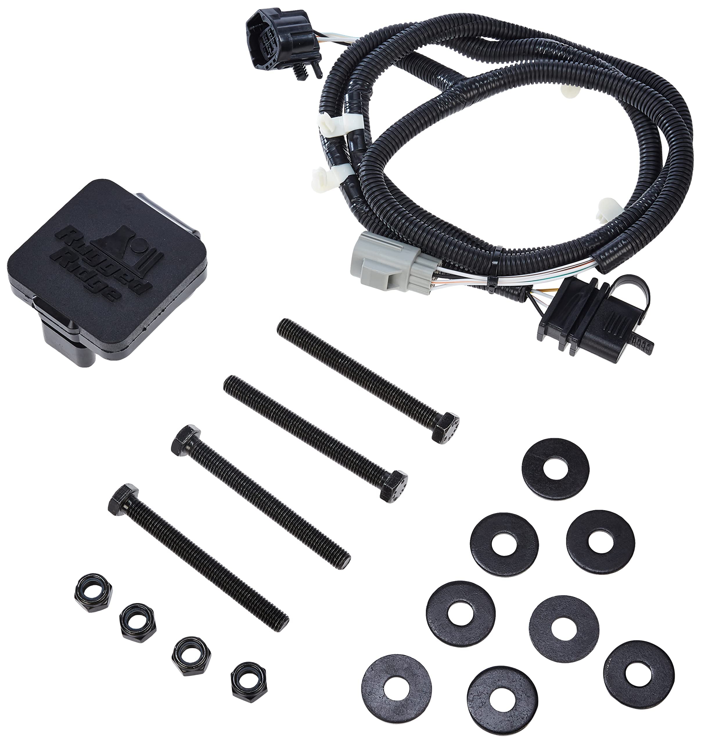 Rugged Ridge RealTruck 11580.60 Trailer Hitch Kit, Wire Harness, Rugged Ridge Logo; 07-18 Wrangler