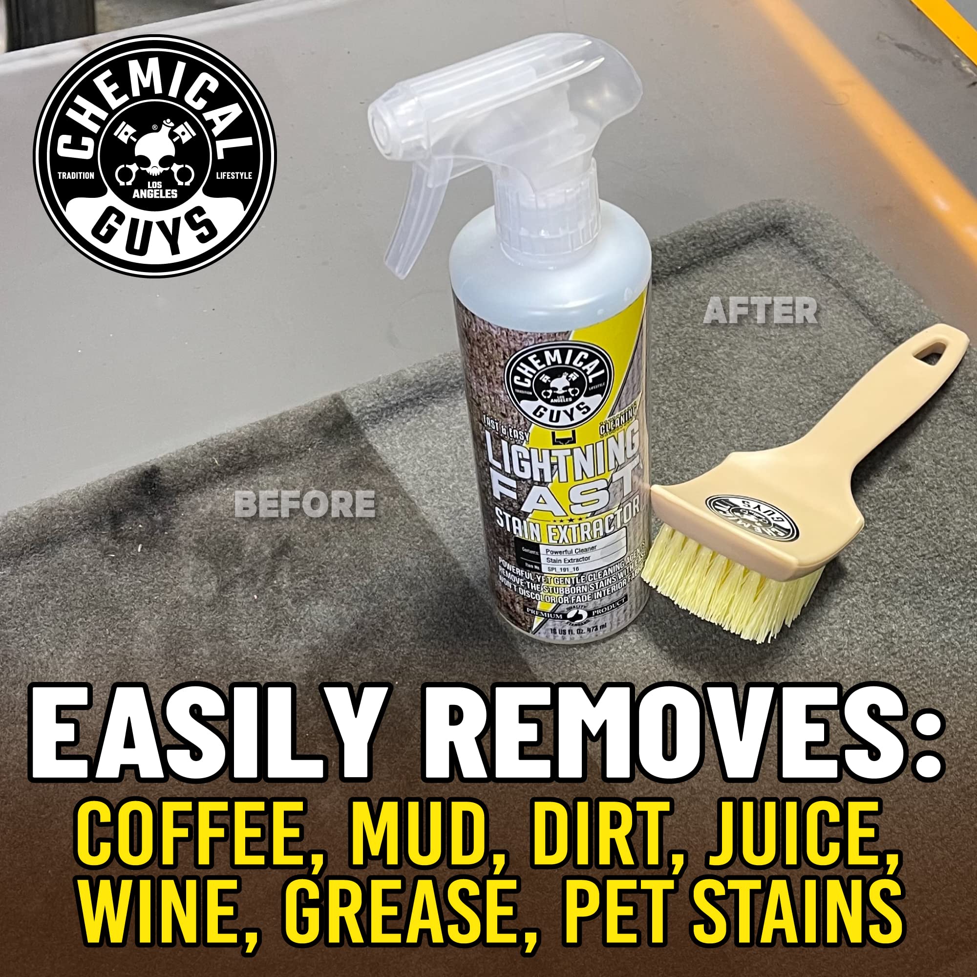 Lightning Fast Chemical Guys Carpet and Upholstery Stain Extractor - Carpet Cleaner, Safe for Fabric, Upholstery, Cars, Home, Office, Furniture, and More, Fresh Scent - 128 oz