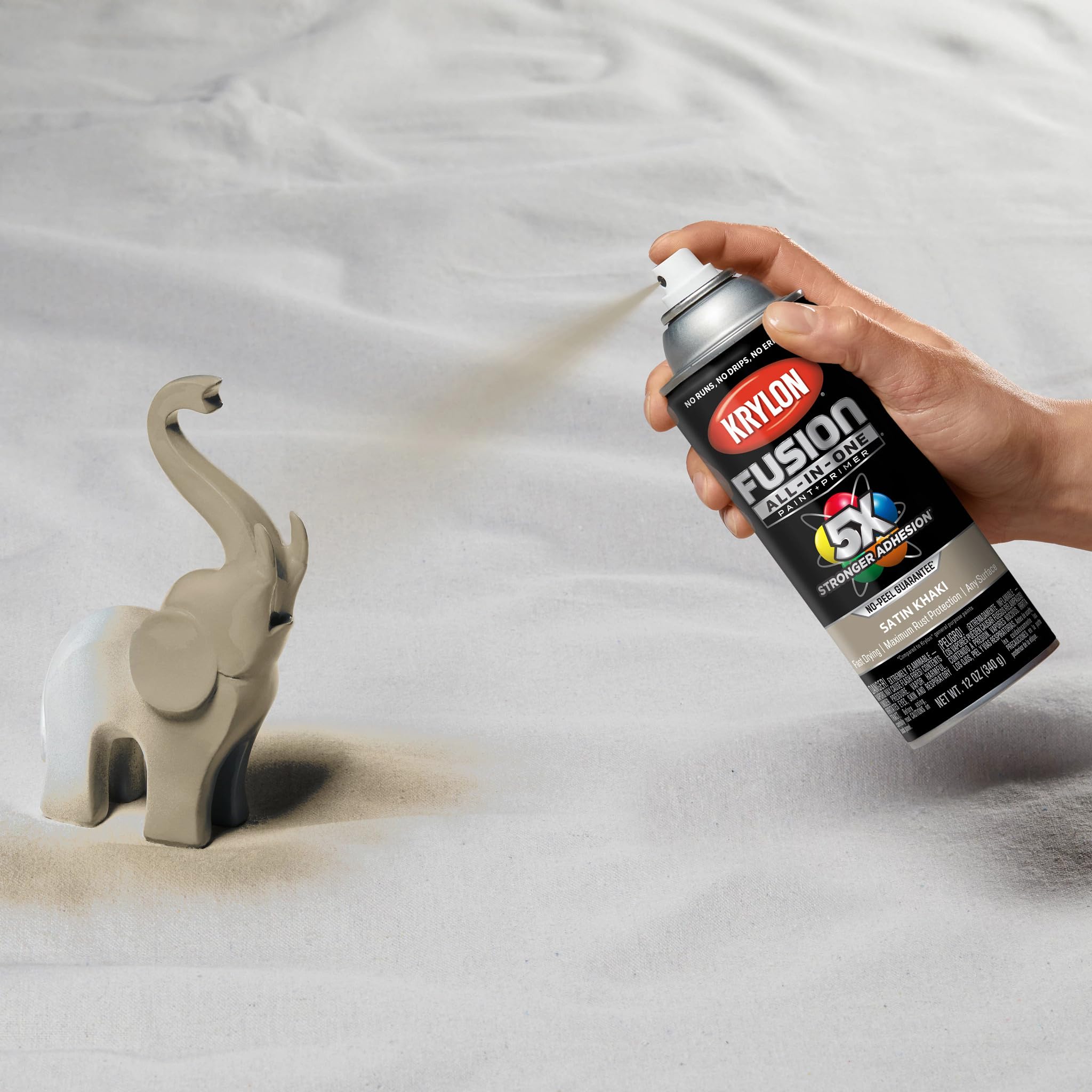 Krylon All-In-One Fusion Adhesive Spray Paint for Indoor/Outdoor Use, 12 oz, Khaki