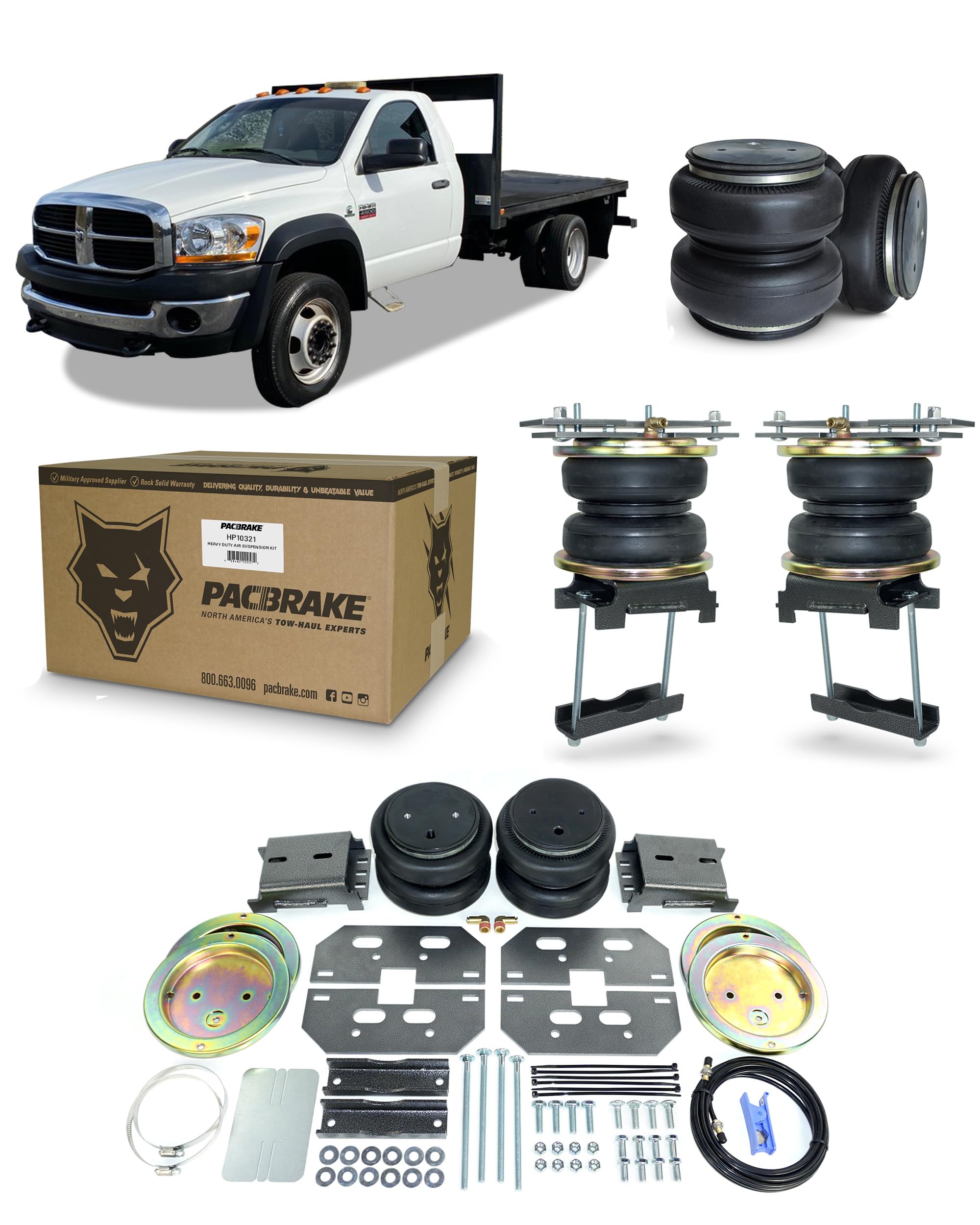 Pacbrake ALPHA HD HP10321 Rear Air Suspension Kit Compatible with Dodge RAM 4500/5500 2WD/4WD 2010-2020