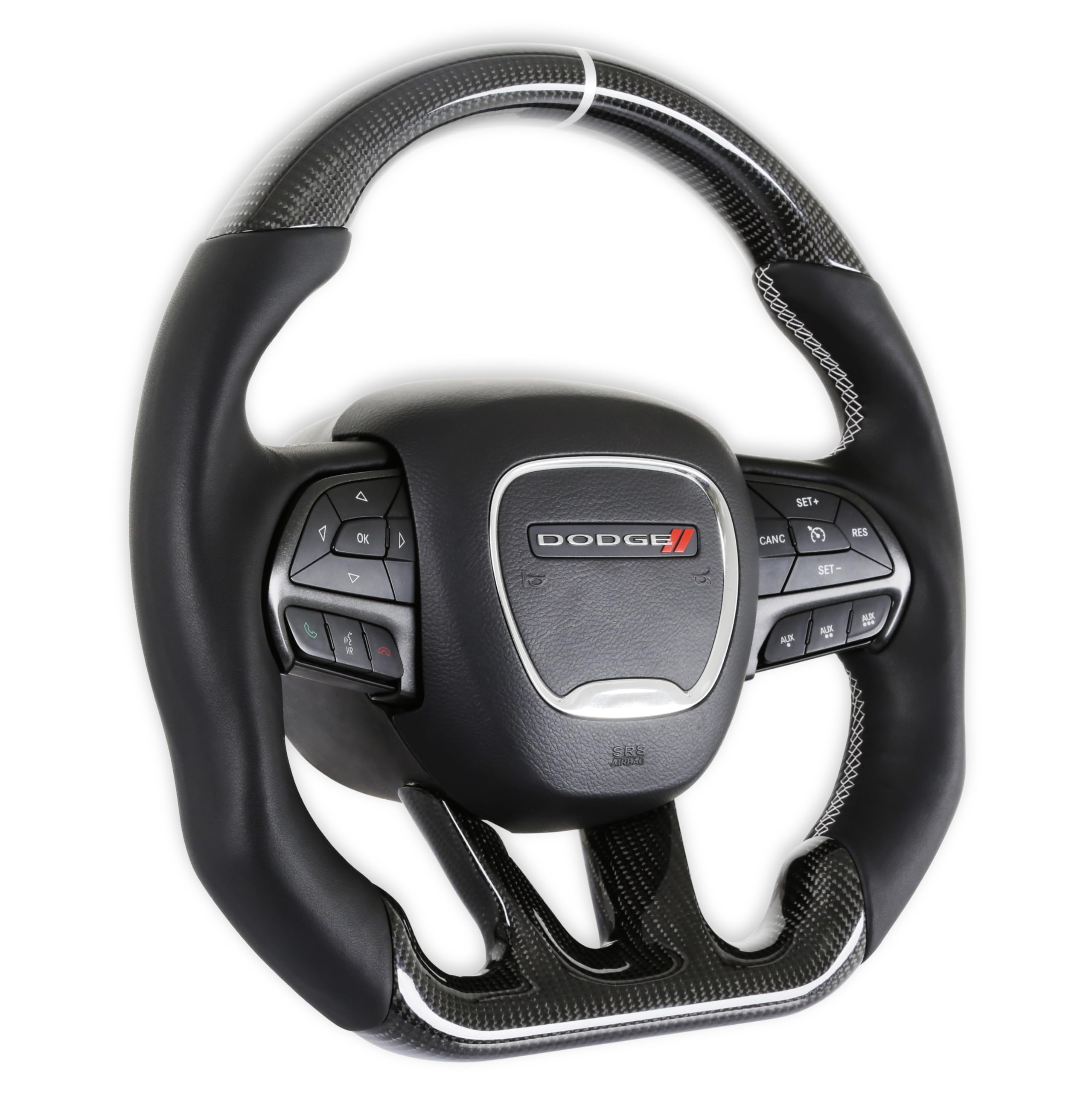 Carbon Fiber Steering Wheel with Leather Grips Drake Muscle Cars CH950-19