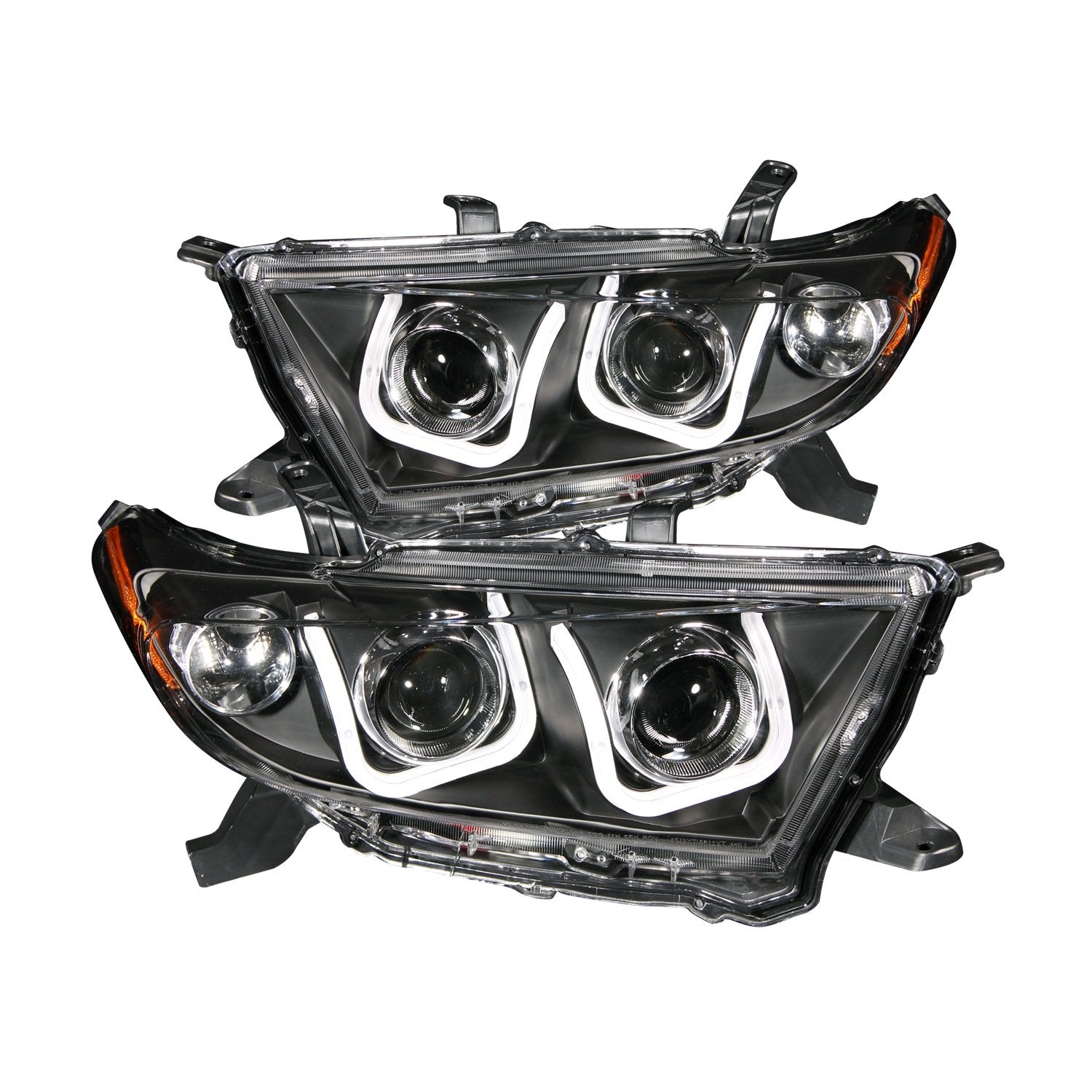 Black/Clear/Amber AnzoUSA Bar Style Projector Headlight for Toyota Highlander