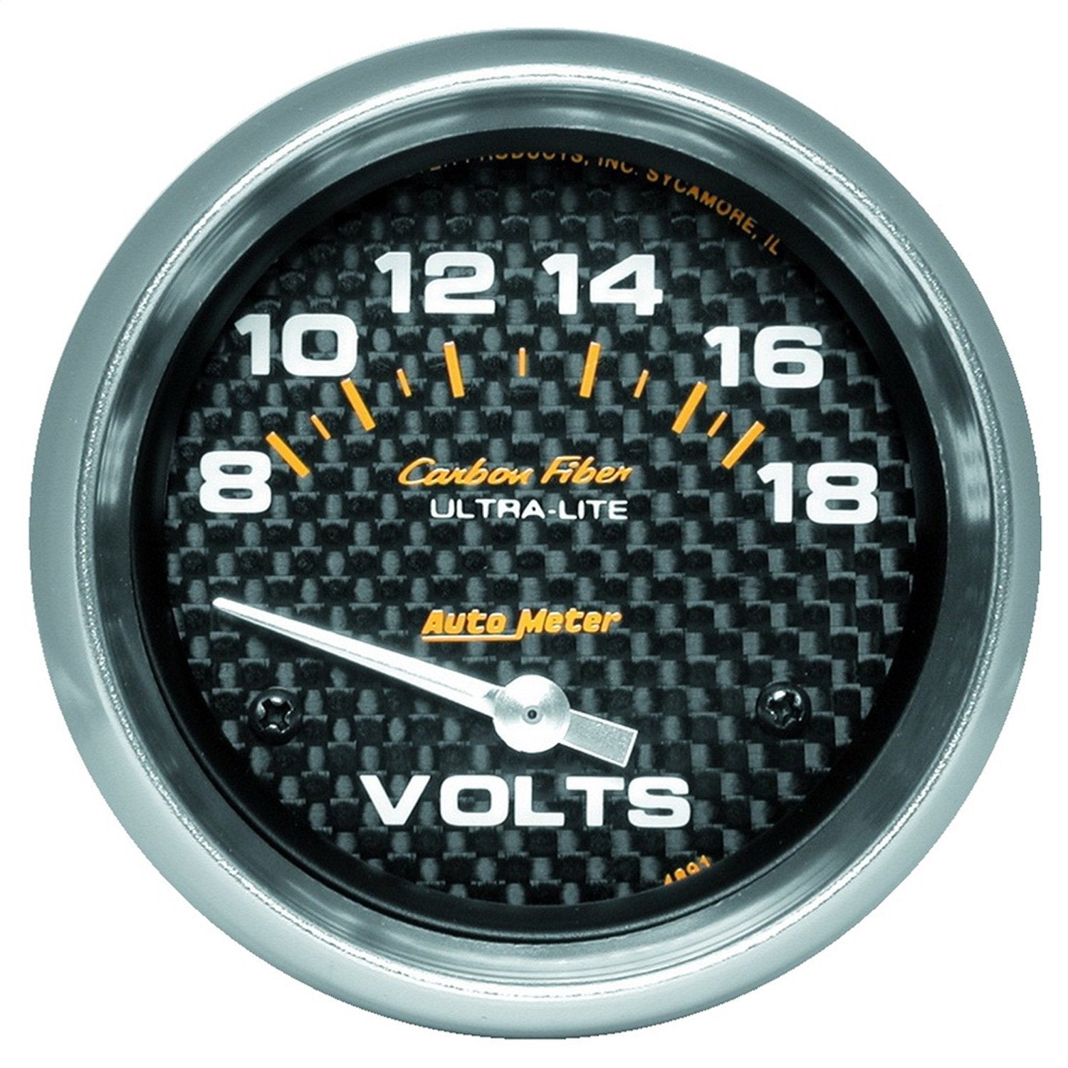 Auto Meter Carbon Fiber 4891 Electric Voltmeter Gauge,2.625 in.
