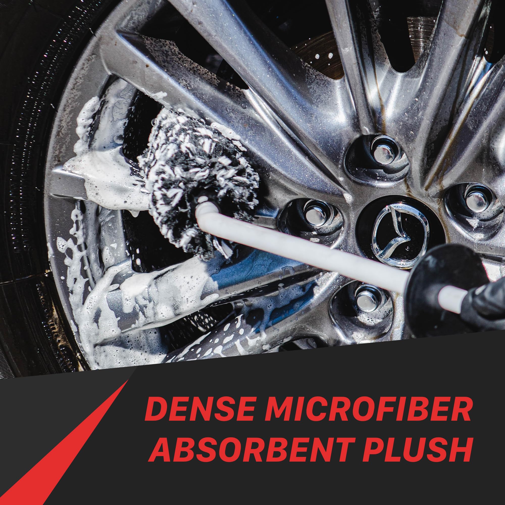 Maxshine Microfiber Universal Wheel Brush - 45° Angled Reach, Long Handle, Scratch-Free Cleaning, High-Density Soft Microfiber, Safe for Rims, Spokes, Engine Bays & Door Jambs – Car Detailing Tool