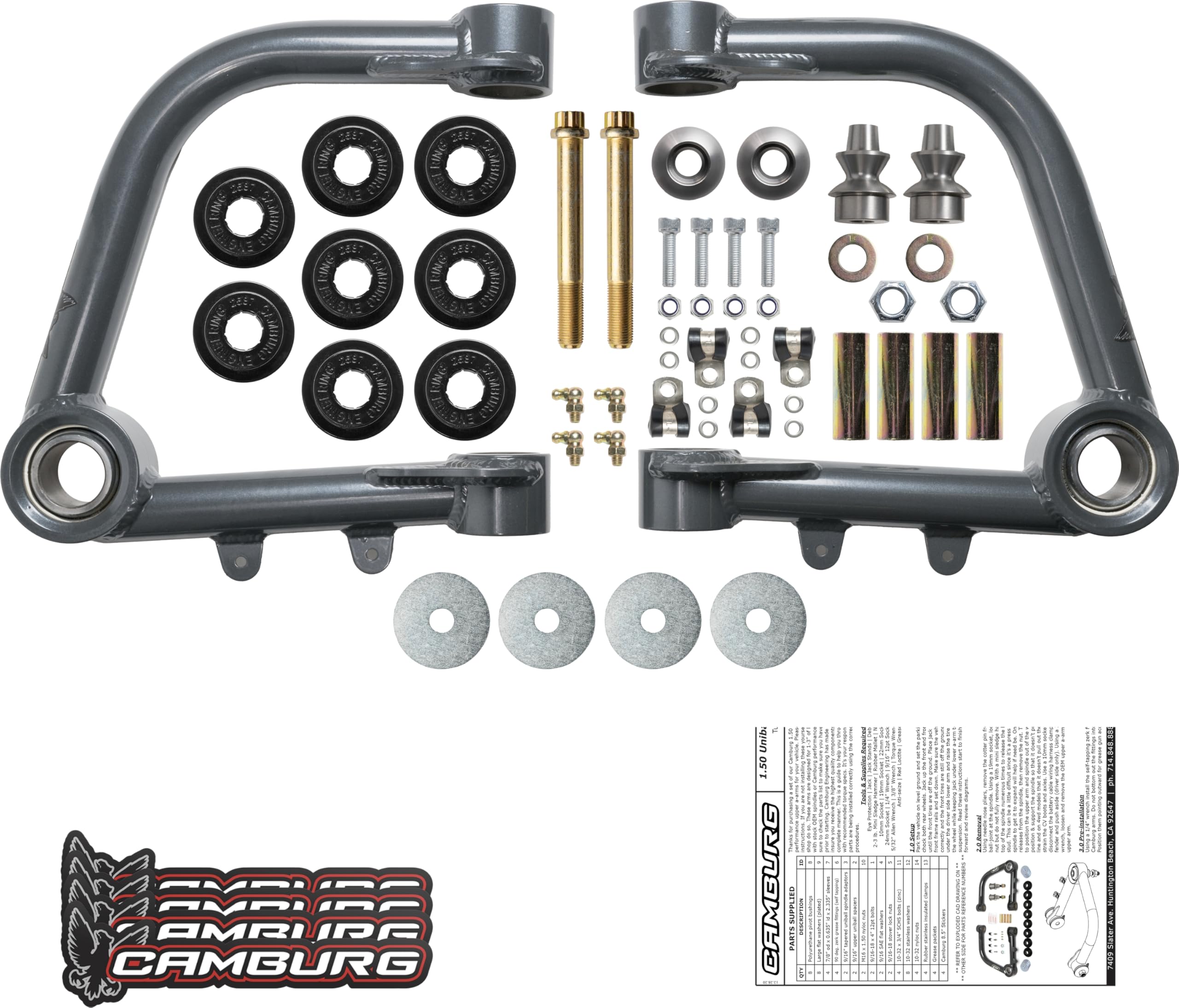 Camburg Front Suspension Upper Control Arm Kit CAM-310041: Compatible with 2007-2021 Toyota Tundra, 2008-2022 Toyota Sequoia