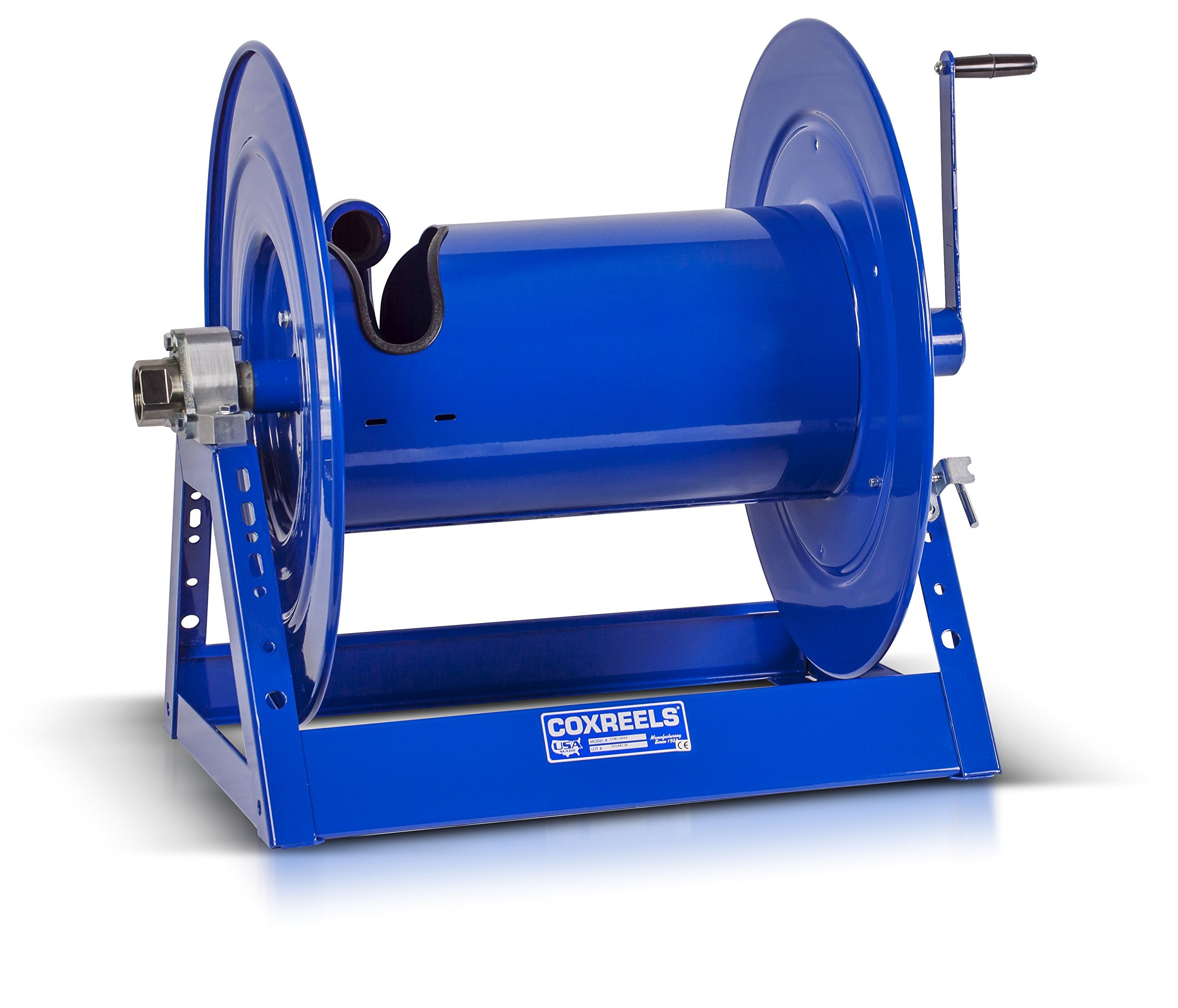 Coxreels Hose Reel Large Capacity/Volume - Model# 1185-1124, 1-1/2" Hose ID, Blue,50' Length