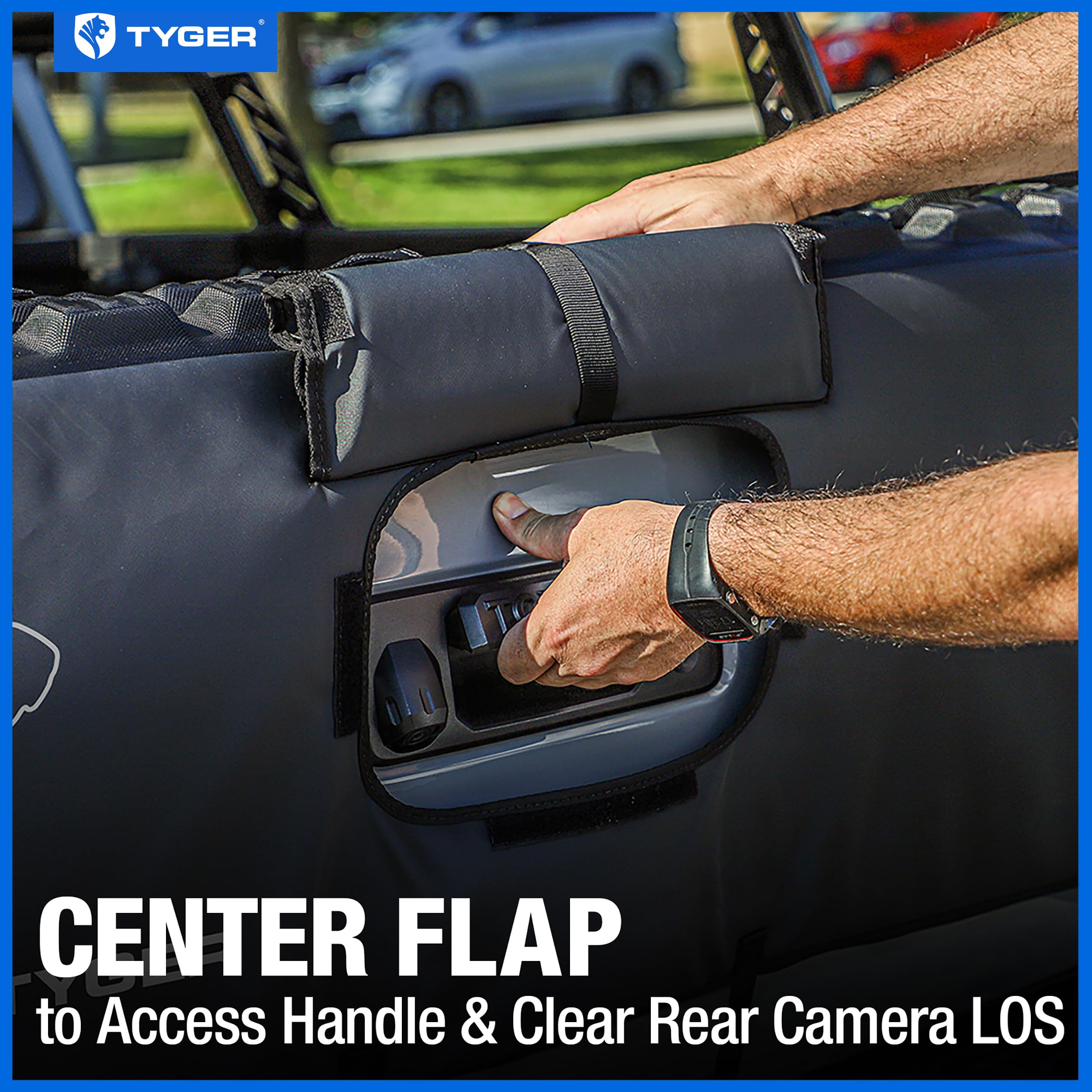 Tyger Auto Tailgate Pad Universal Carrier Holds up to 5 Bikes | Medium Size for Mid-Size Pickup Trucks|W 52" x H 20" (See Image for Measure Guide)|Flap for Handle and Rear Camera|TG-TP5U1028 , Black