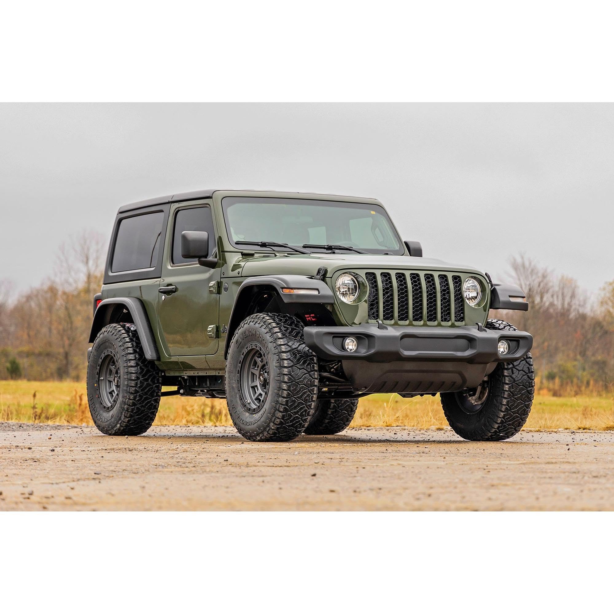 3.5 Inch Rough Country Lift Kit with N3 Shock Absorbers for Jeep Wrangler Rubicon JL 2-Door (2024-2025) - Includes Front & Rear Shocks, Control Arm Drop Brackets, Front Driveshaft, Lifted Coil Springs