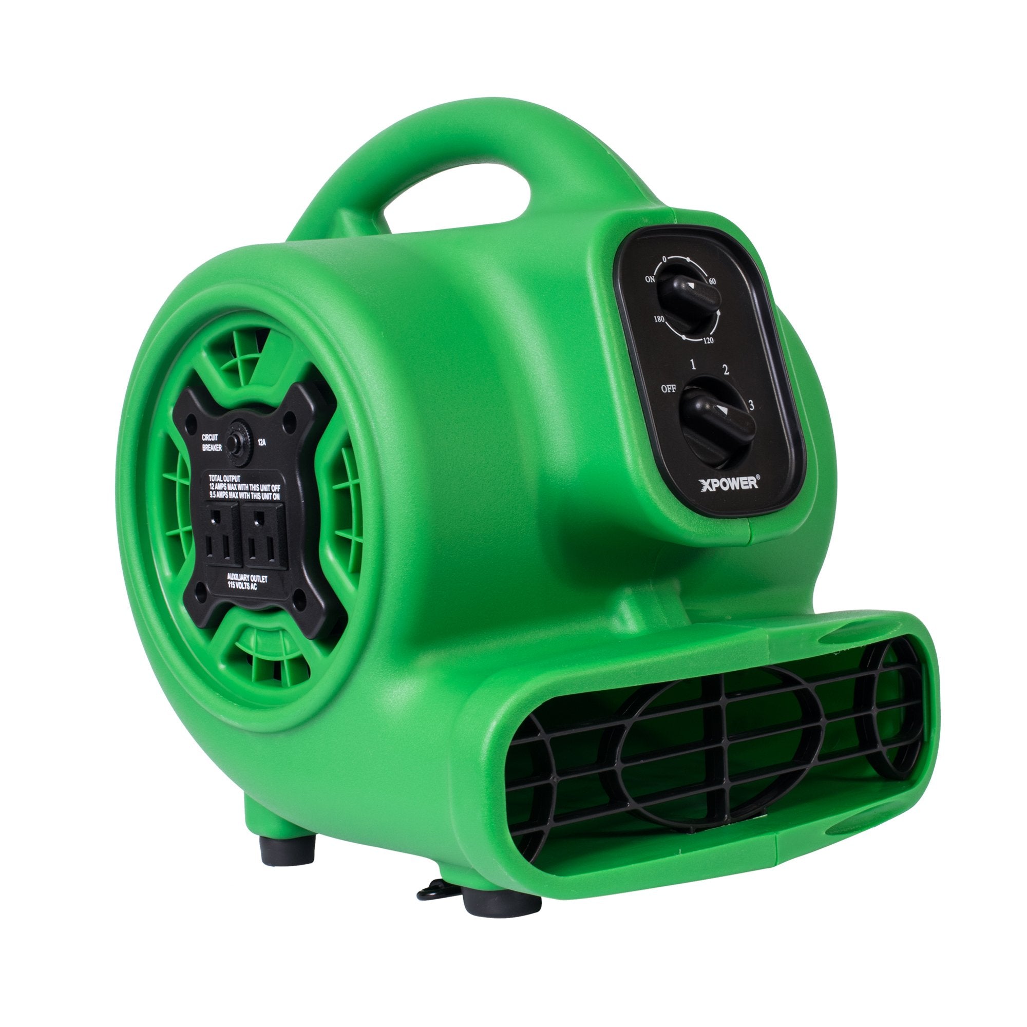 Mini Mighty XPOWER P-230AT 1/4 HP 925 CFM Centrifugal Air Mover, Carpet Dryer, Floor Fan, Blower, Stackable, Daisy Chain, for Water Damage Restoration, Janitorial, Plumbing, Home Use, Green